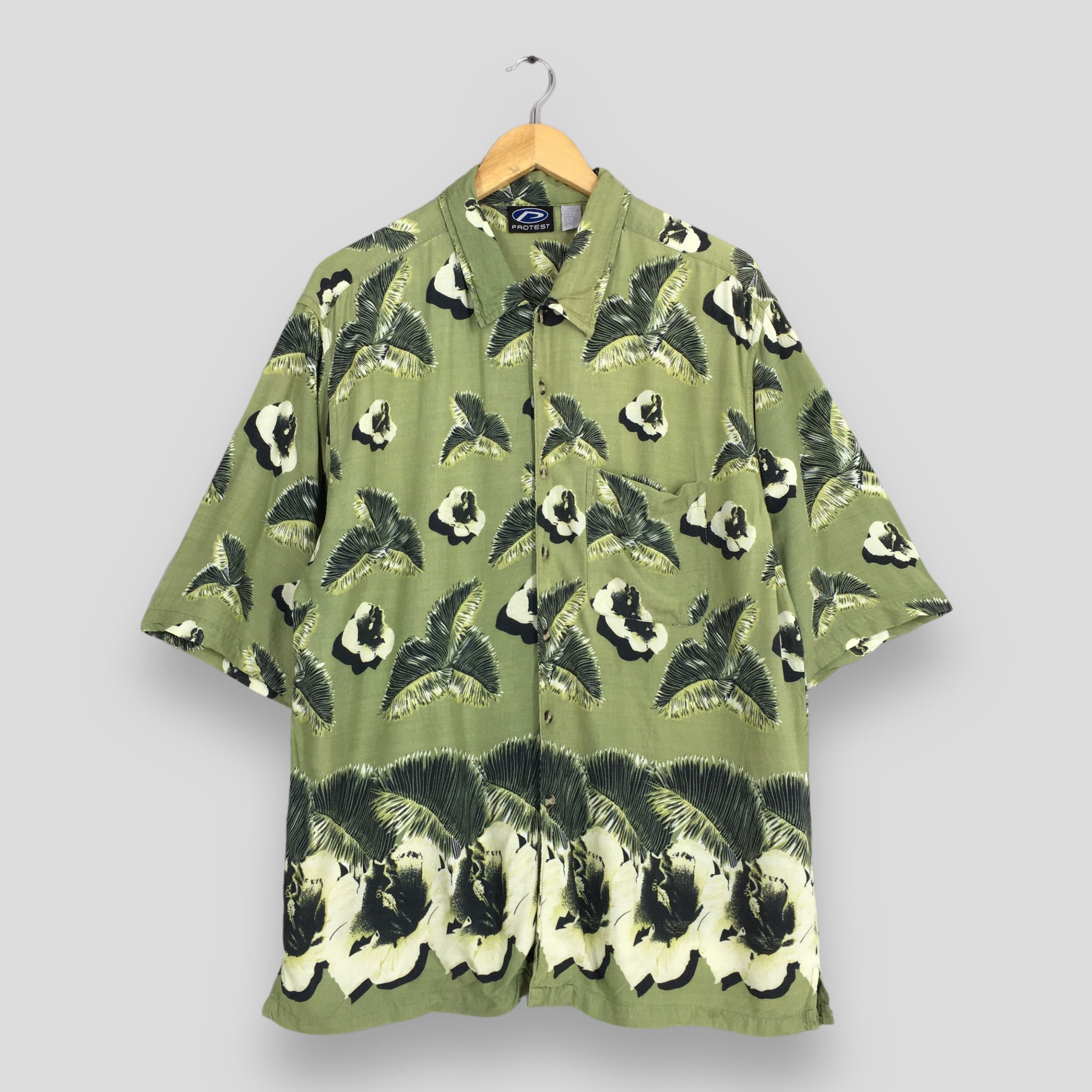 Other Vintage 90s Floral Leaves Aloha Men's Shirt Large Size US L / EU 52-54 / 3 - 1 Thumbnail