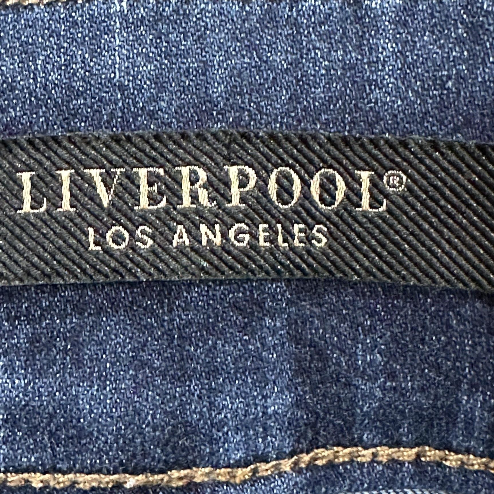 Vintage Liverpool Jeans Women 4/27 Blue Ankle Skinny Stretch Pull On Dark Wash Denim Shirt, haha Size 29" - 4 Thumbnail