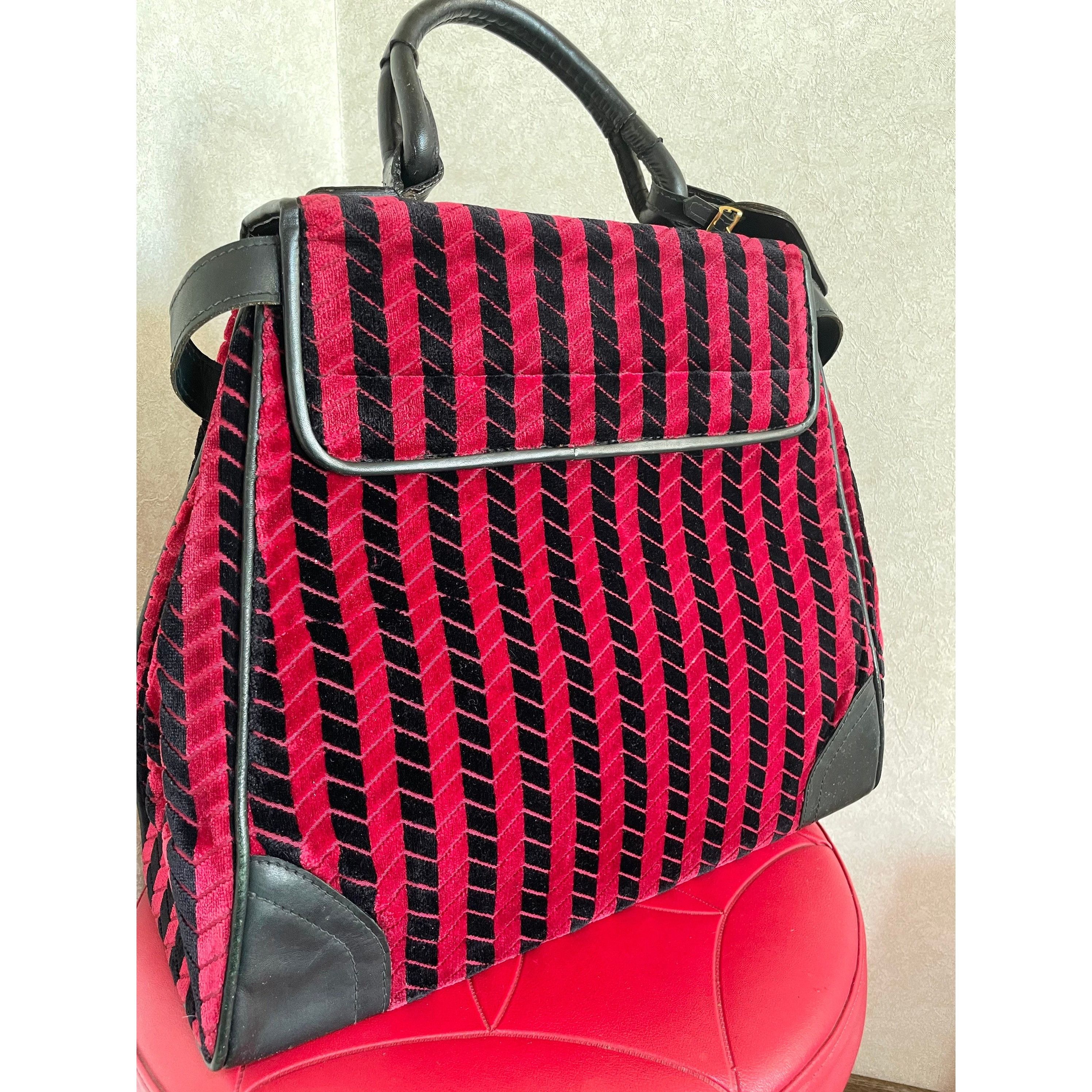 Roberta di Camerino Vintage Roberta di Camerino red and black velvet chevron bag Size ONE SIZE - 4 Thumbnail