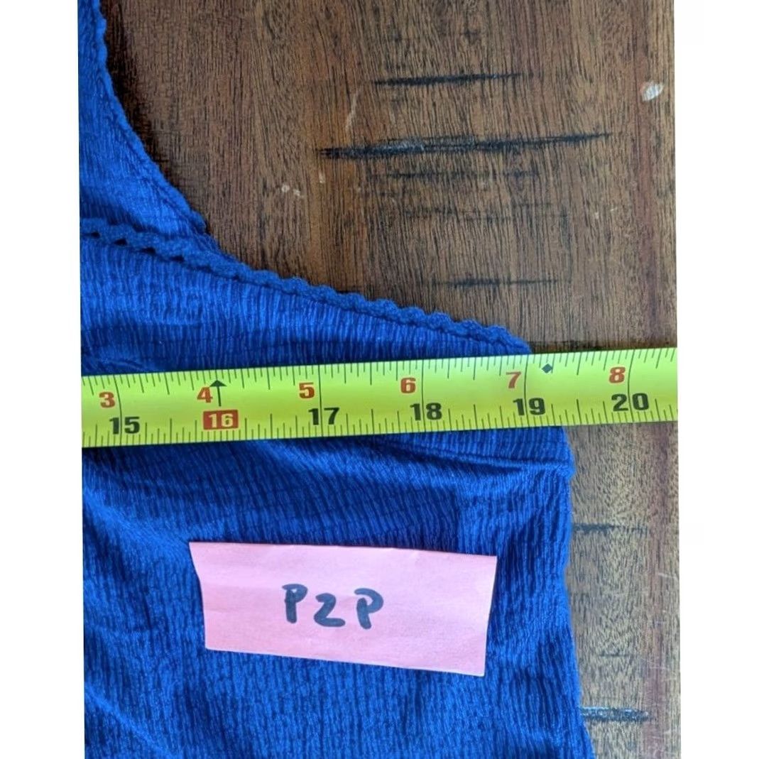 Vintage Coble & Gauge Royal Blue Textured Halter Tank Top Crisscross Straps Sz M Cobalt Size M / US 6-8 / IT 42-44 - 7 Thumbnail
