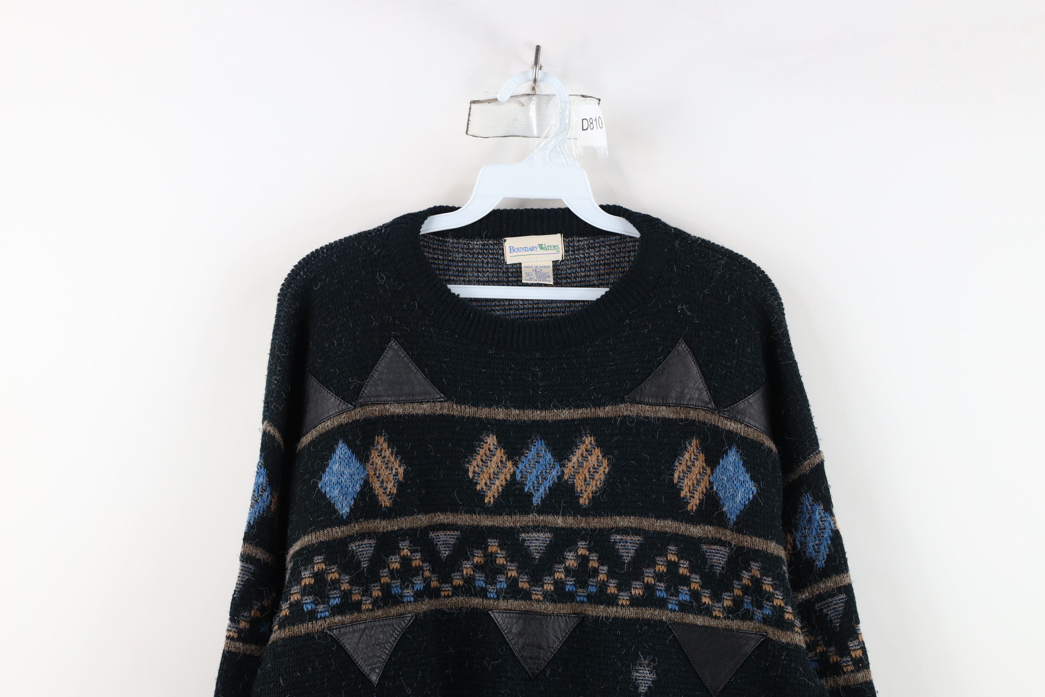 Vintage Vintage 90s Coogi Style Trim Striped Diamond Knit Sweater Size L / US 10 / IT 46 - 2 Thumbnail