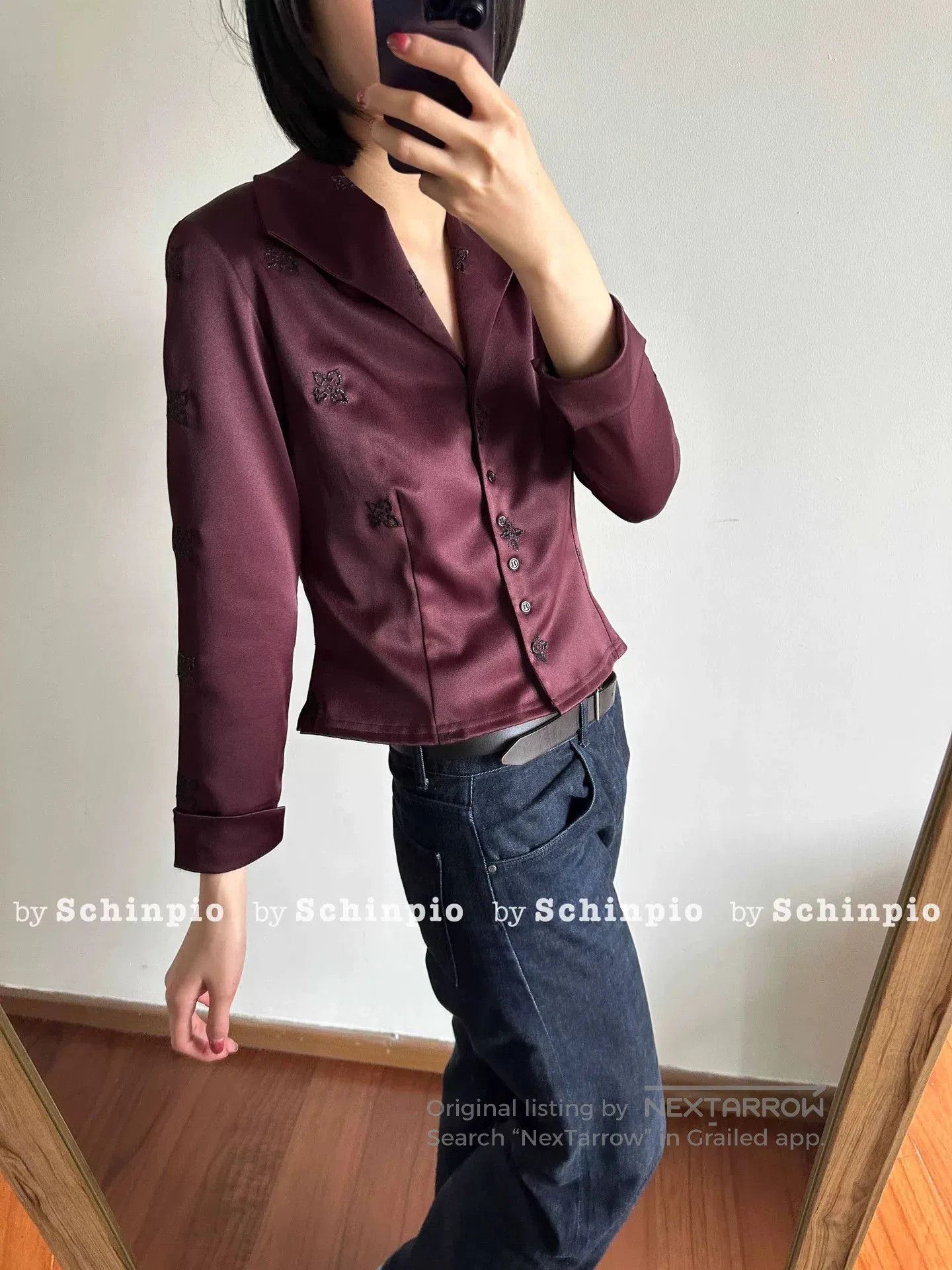 Saint Laurent Paris Yves Saint Laurent Burgundy Cropped Jacket. Size S / US 4 / IT 40 - 7 Thumbnail
