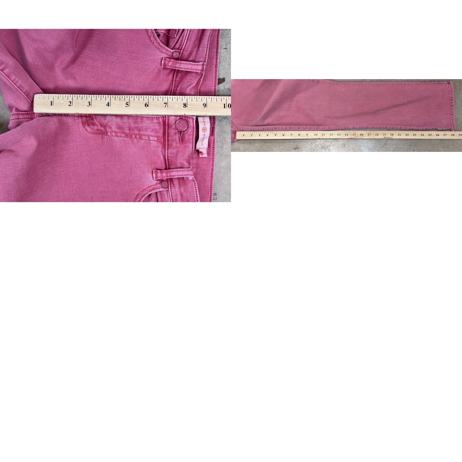 Tory Burch TORY BURCH Womens Skinny Jeans Mid Rise Ankle Pink Size 28 Regular Inseam 25 Stretch Denim 5-Pocket Logo Preppy Heritage Vintage? (No) Size 28" / US 6 / IT 42 - 8 Thumbnail