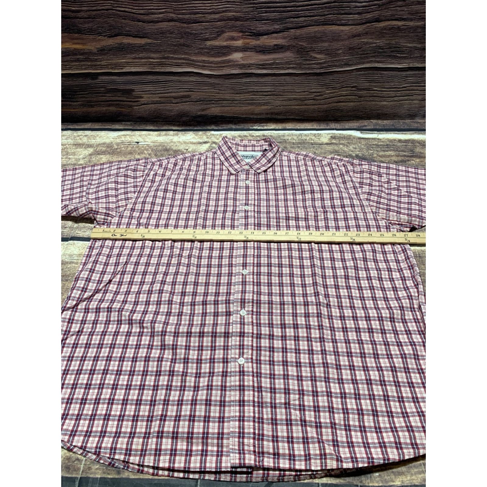 Wrangler Wrangler Shirt Mens XL Short Sleeve Plaid Button Up Western Red Pink White Size US XL / EU 56 / 4 - 5 Thumbnail
