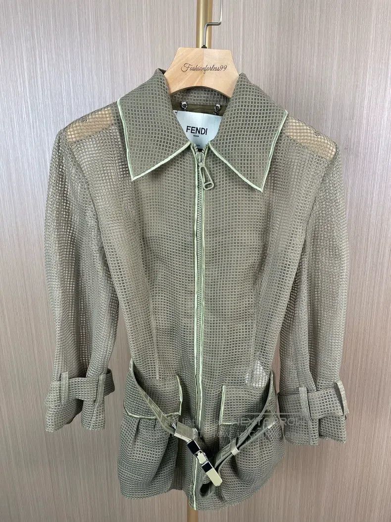 Fendi Fendi Green belted textured coat Size 4XL / US 24-26 - 1 Thumbnail