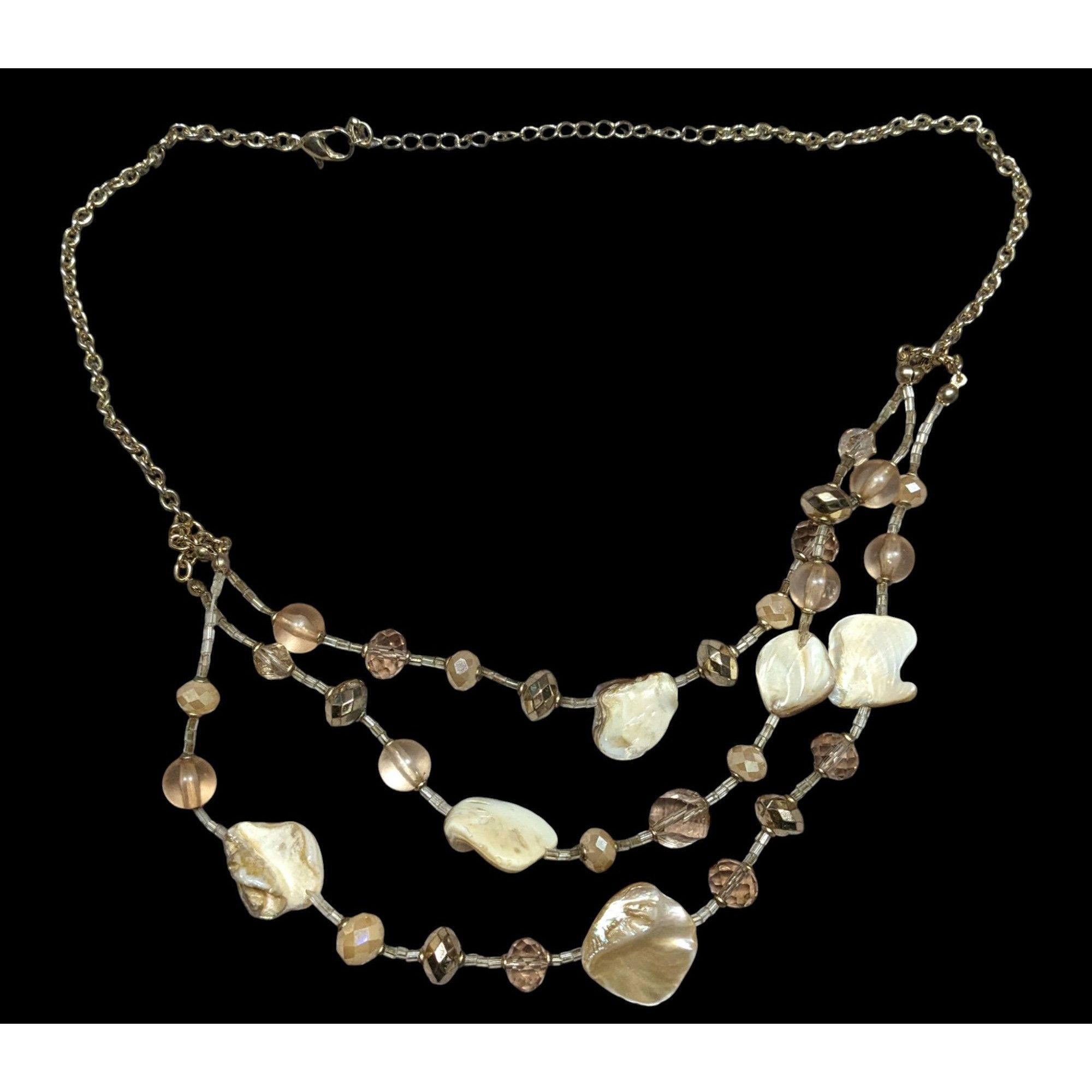 Other Bohemian Glam Layered Shell & Bead Necklace With Gold Chain Size ONE SIZE - 1 Thumbnail