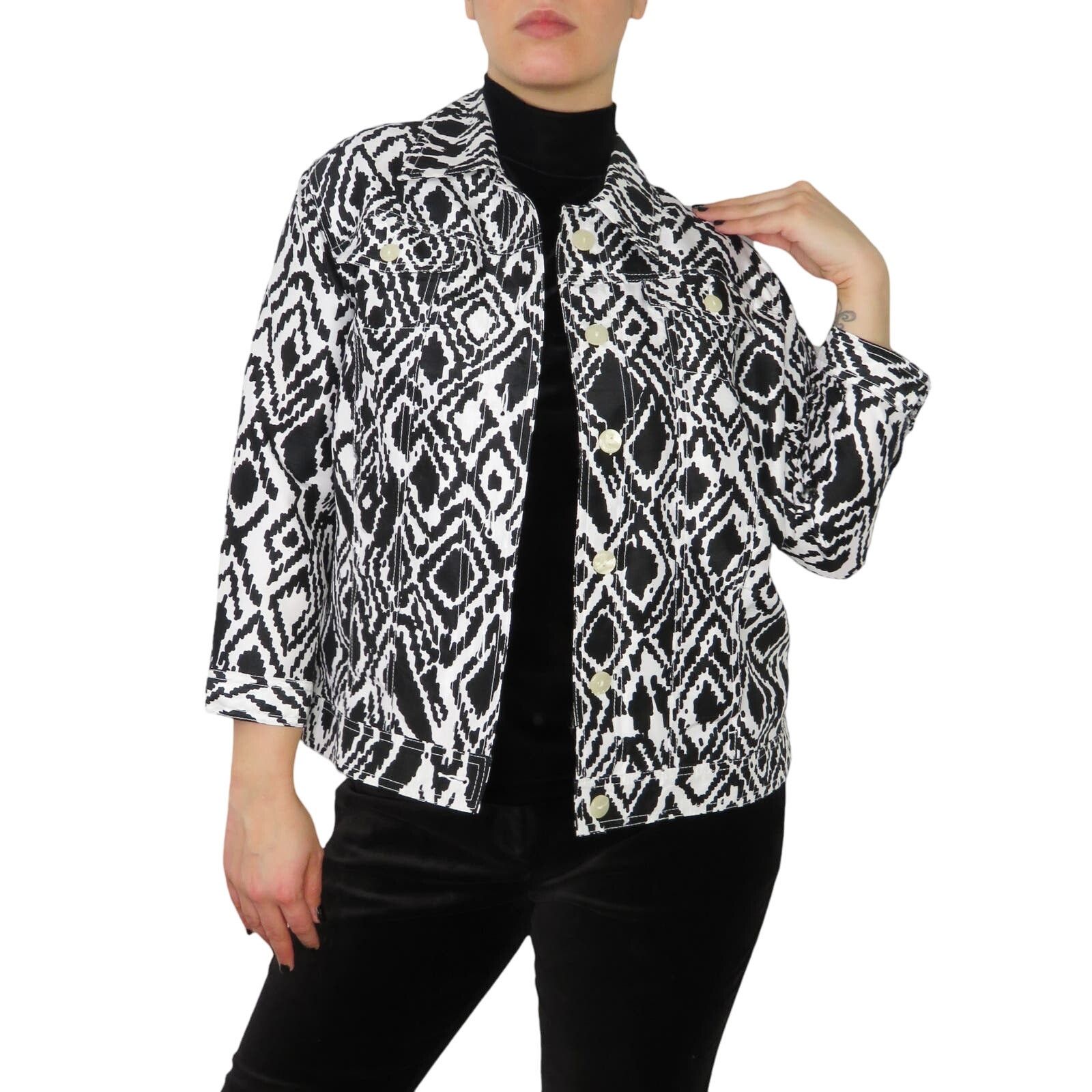 Vintage 90s Vintage Black & White Geometric Jacket 10 Medium Size M / US 6-8 / IT 42-44 - 1 Thumbnail