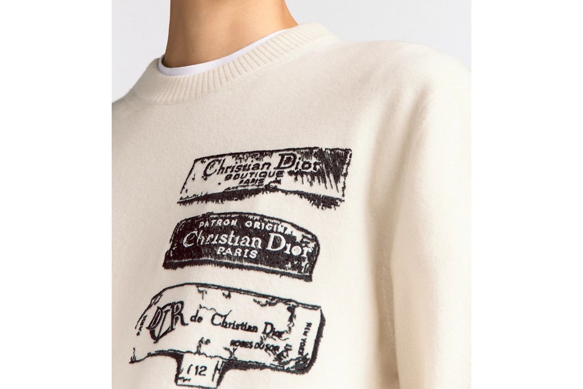 Dior o1bcso1str0326 Archives Labels Sweater in White Size US M / EU 48-50 / 2 - 6 Thumbnail
