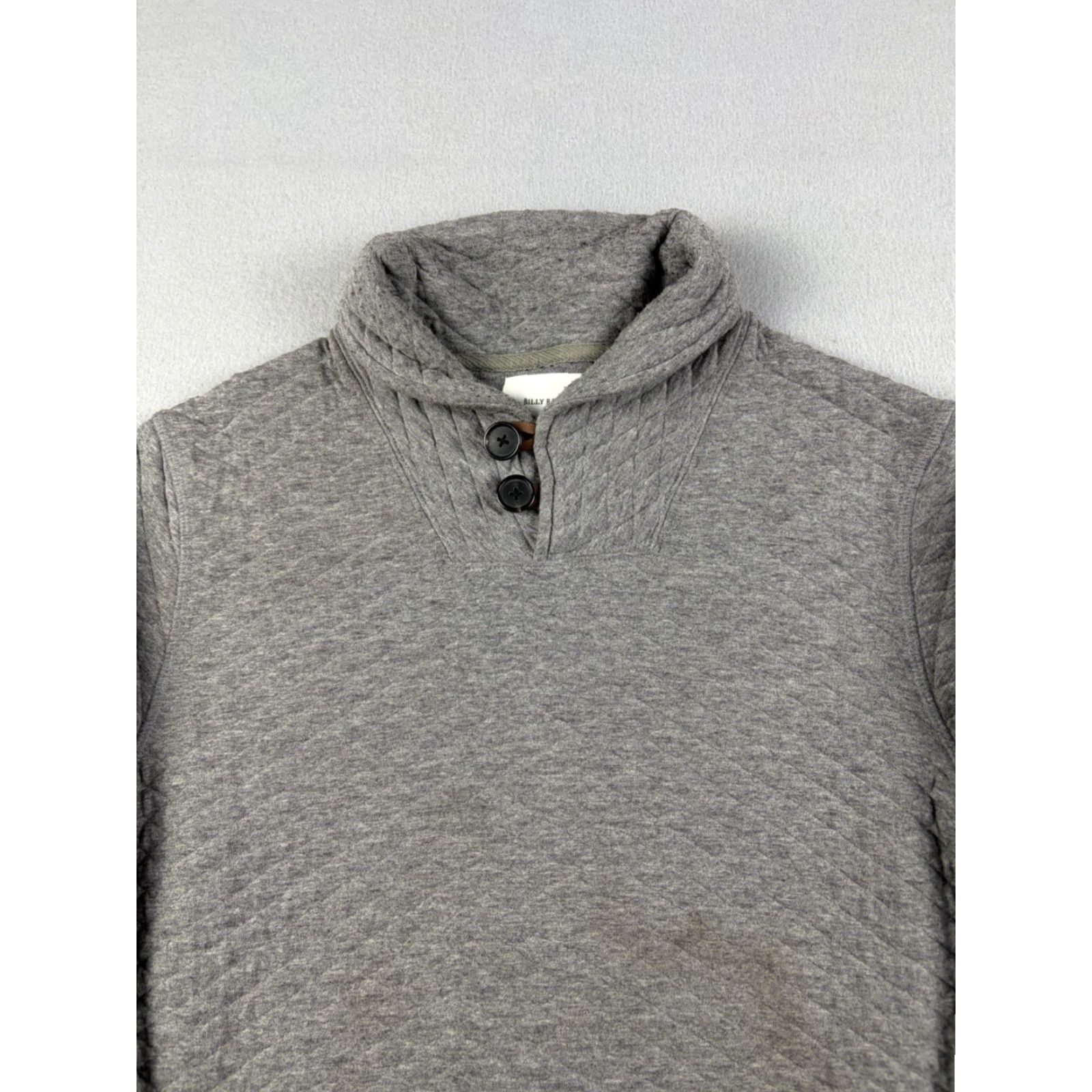 Billy Reid Billy Reid Sweater Men S Gray Henley Mock Neck Quilted Elbow Patch Cotton Knit Solid Tightly Knit Classic Knitwear Size US S / EU 44-46 / 1 - 2 Thumbnail