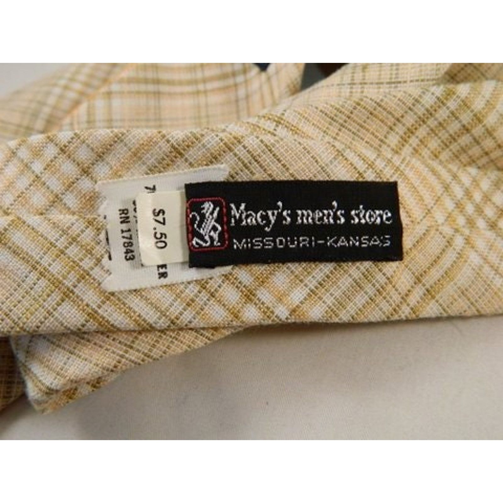Macys Vintage Wide Del Soldato Macys Mens Store Gold Cream Tie Size ONE SIZE - 4 Thumbnail