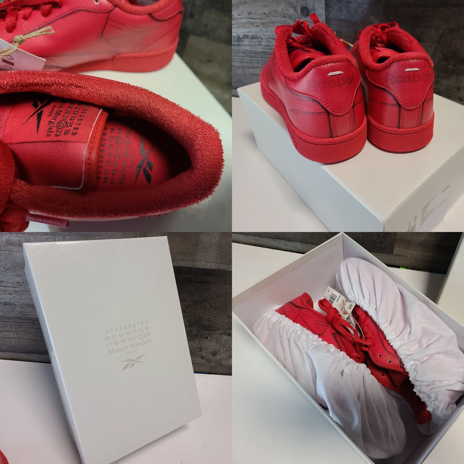 Reebok Reebok x Maison Margiela Club C Paris Red Leather Sneakers Sz 9 Mens Low Top Size US 9 / EU 42 - 8 Thumbnail