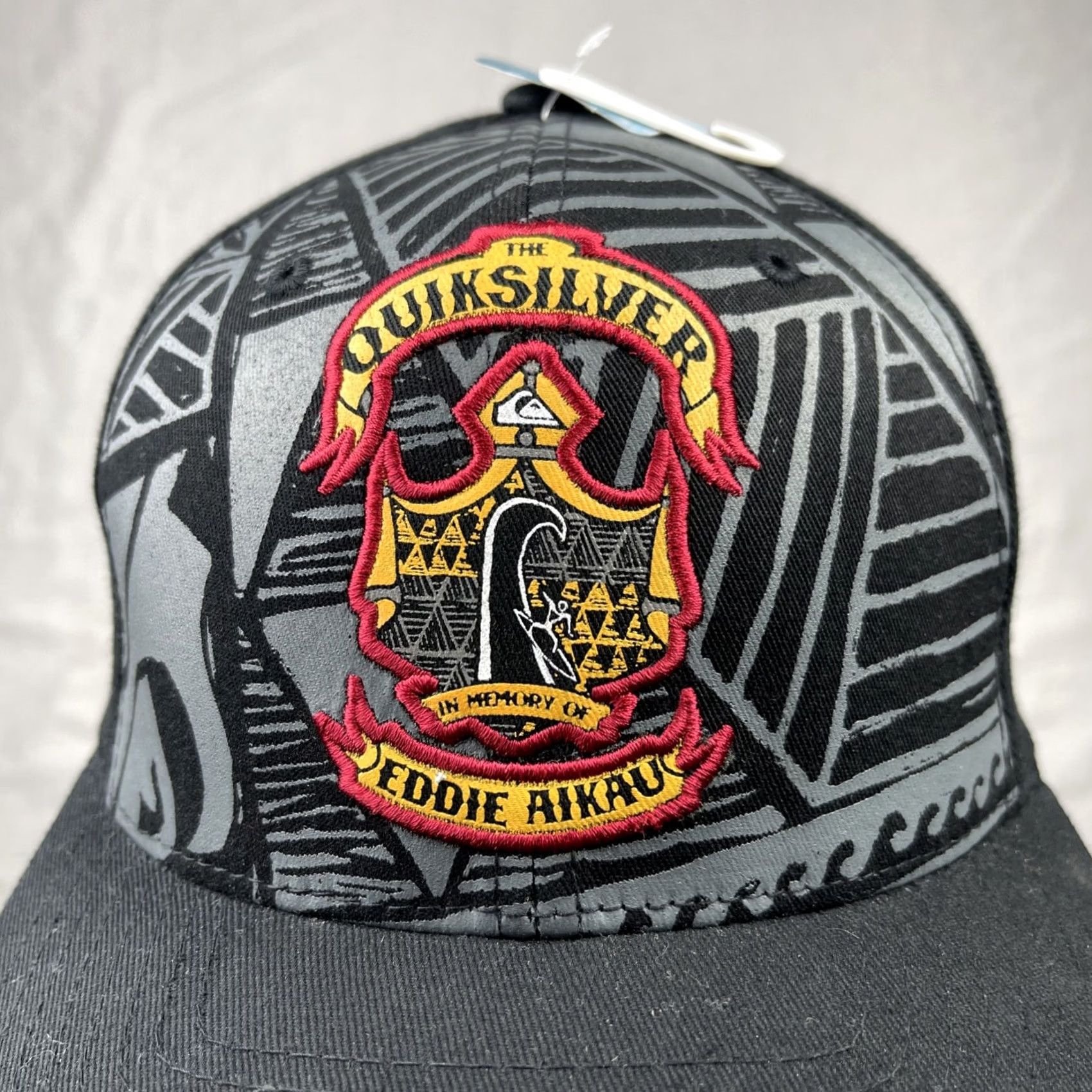 Quiksilver Quiksilver Eddie Aikau Hat Cap Mens Flex Fit Black Waimea Bay Hawaii Memorial Cap Size ONE SIZE - 3 Thumbnail