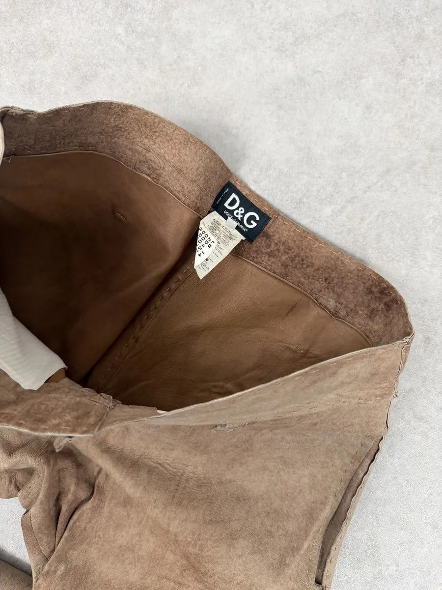Dolce & Gabbana 2000s Dolce & Gabbana Brown Eroded Leather Pants Size US 31 - 10 Thumbnail
