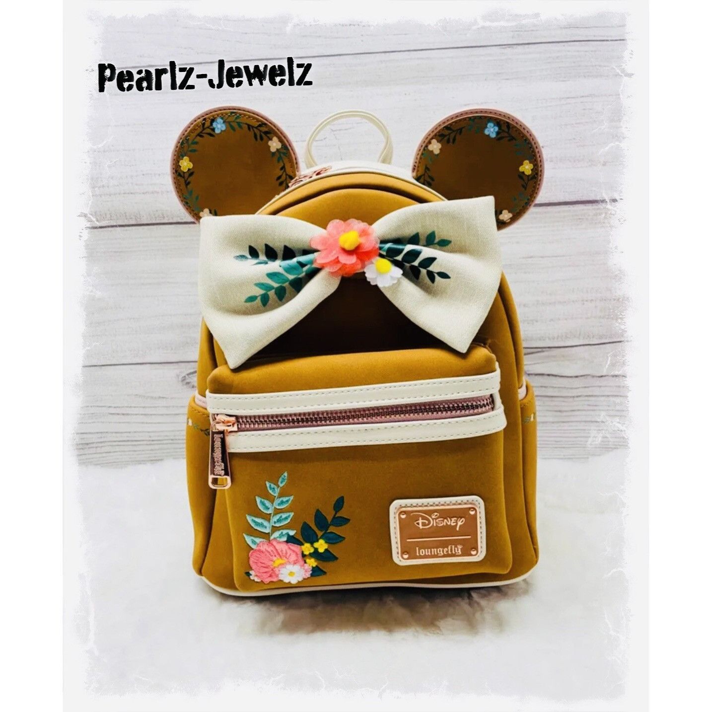 Disney Loungefly Disney Minnie Mouse Brown Fall Floral Mini Backpac Size ONE SIZE - 1 Thumbnail