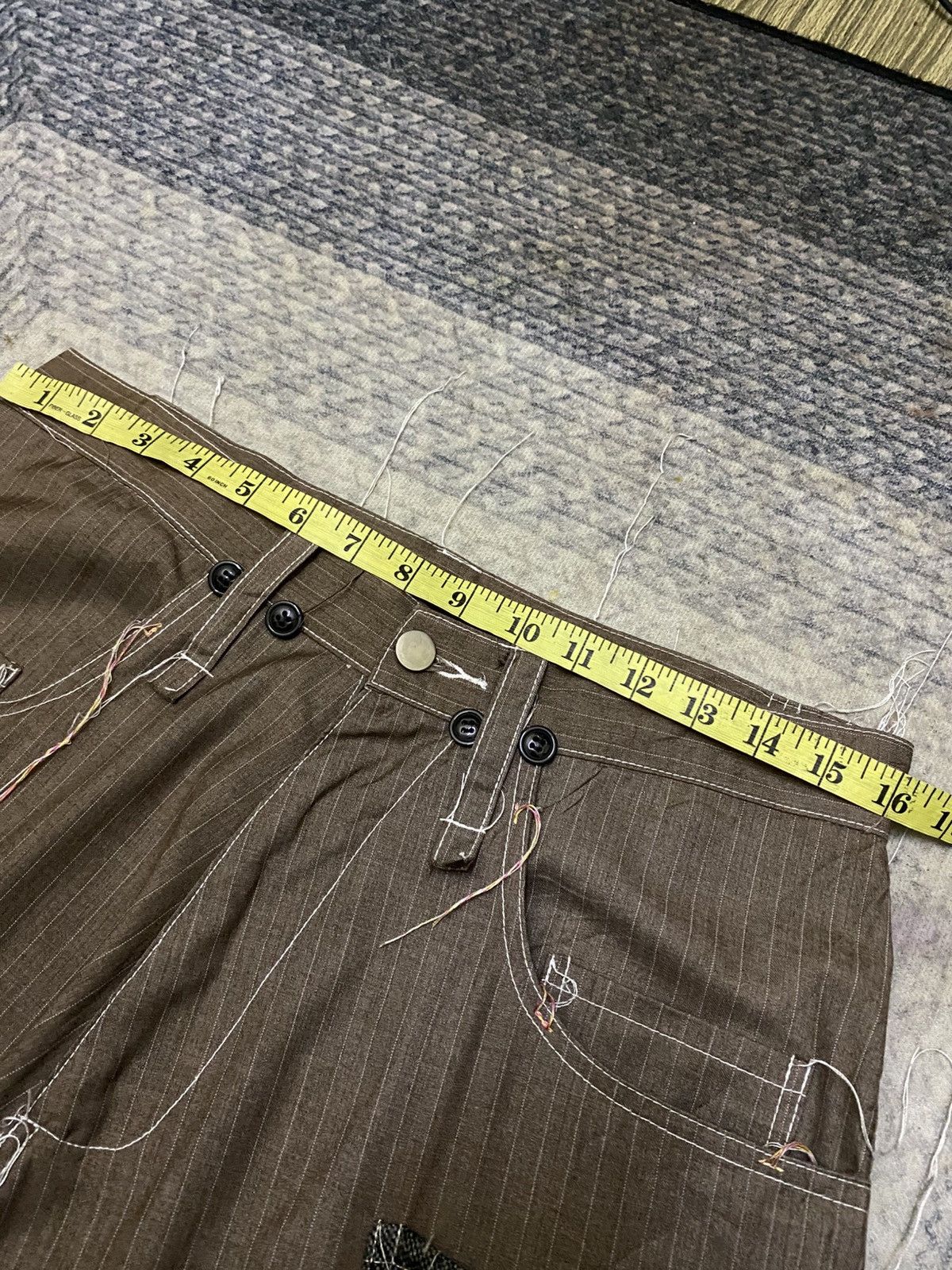 Japanese Brand Frank U Pencil Stripe Messy Raw Seam Stitches Balloon Pant Size US 32 / EU 48 - 16 Thumbnail