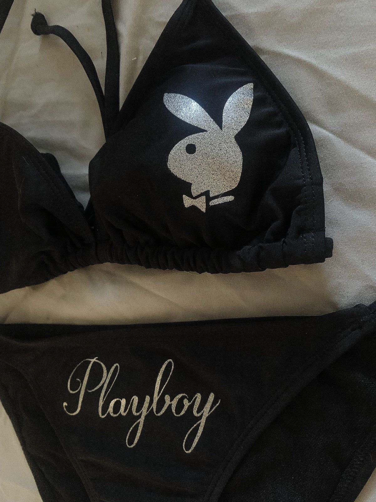 Handmade Playboy Bikini With Silver Glitter Size S / US 4 / IT 40 - 2 Thumbnail