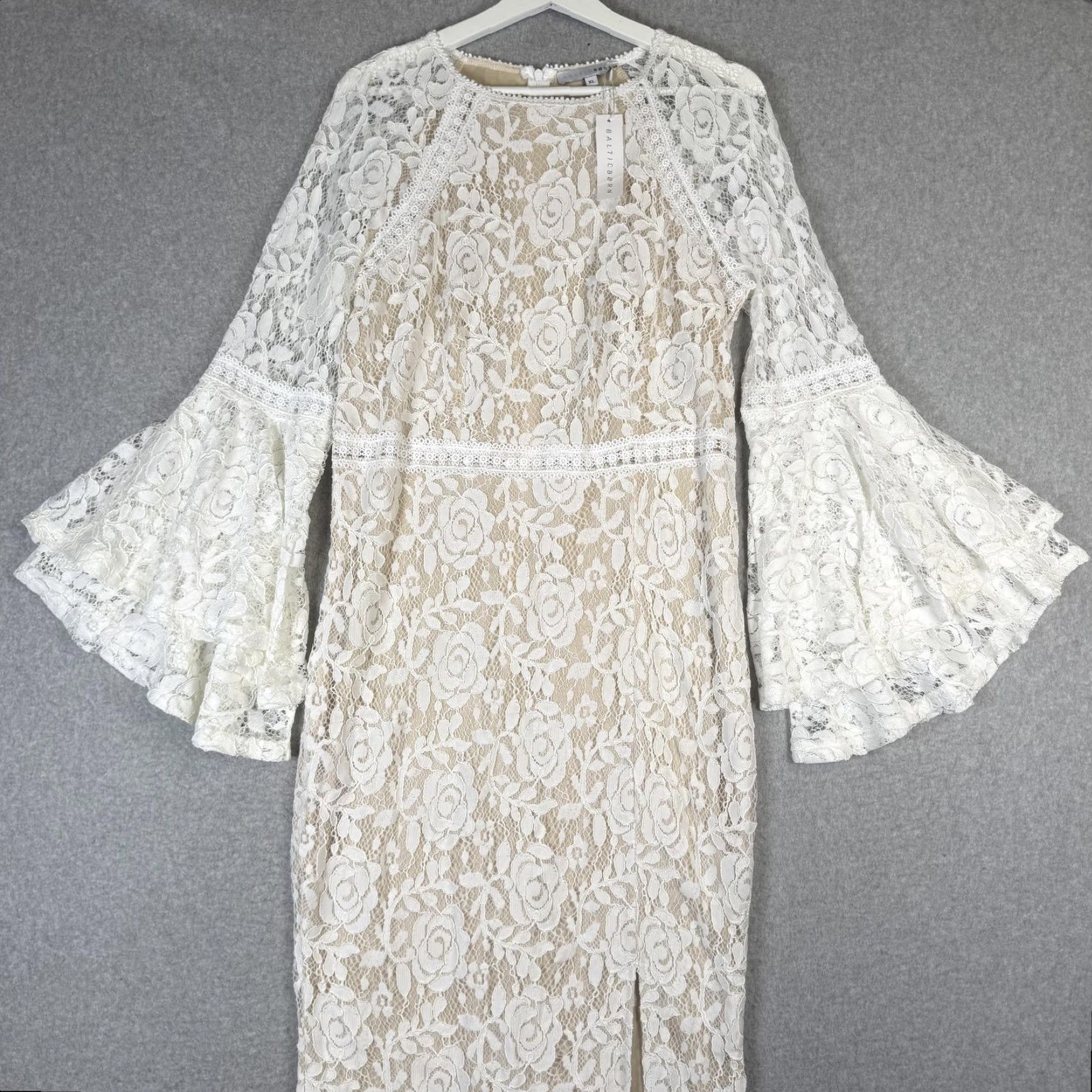 Born Baltic Born Dress Maxi Mermaid Lace Puff Sleeve White XL Women Size XL / US 12-14 / IT 48-50 - 2 Thumbnail