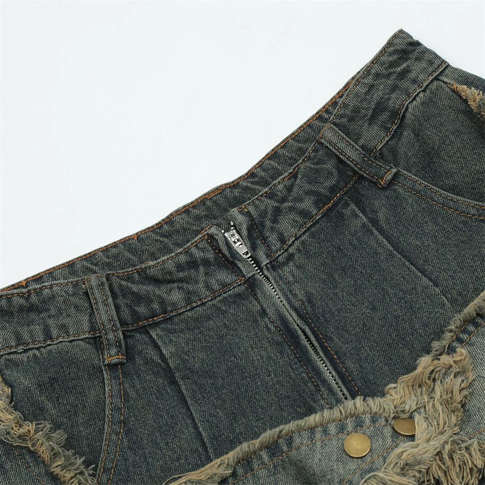 Jean Men's high street hip-hop star stitching wide-leg jeans Size US 32 / EU 48 - 3 Thumbnail