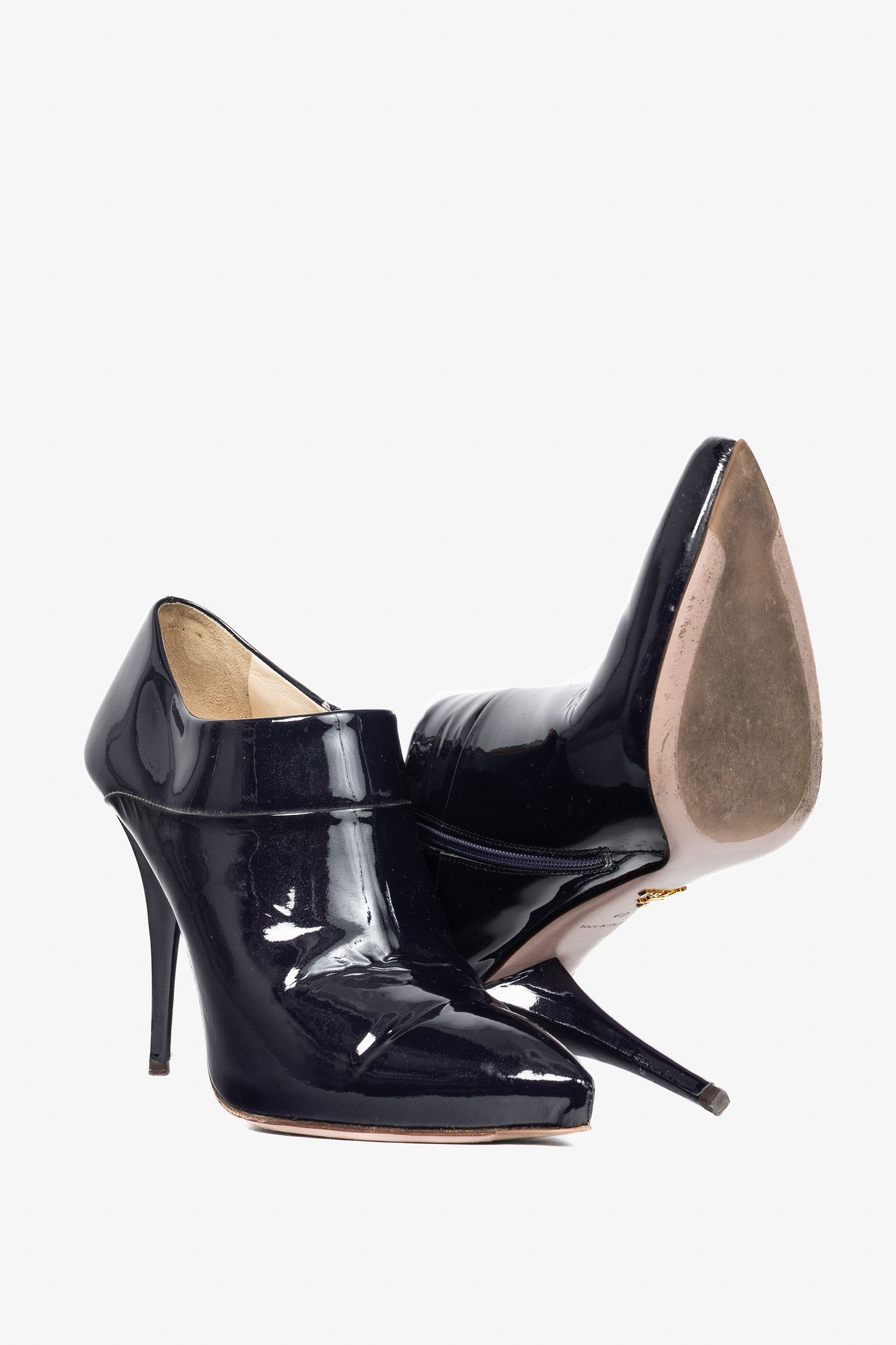 Prada Prada Purple Vernice Leather Pointed-Toe Booties Size US 9.5 / IT 39.5 - 4 Thumbnail