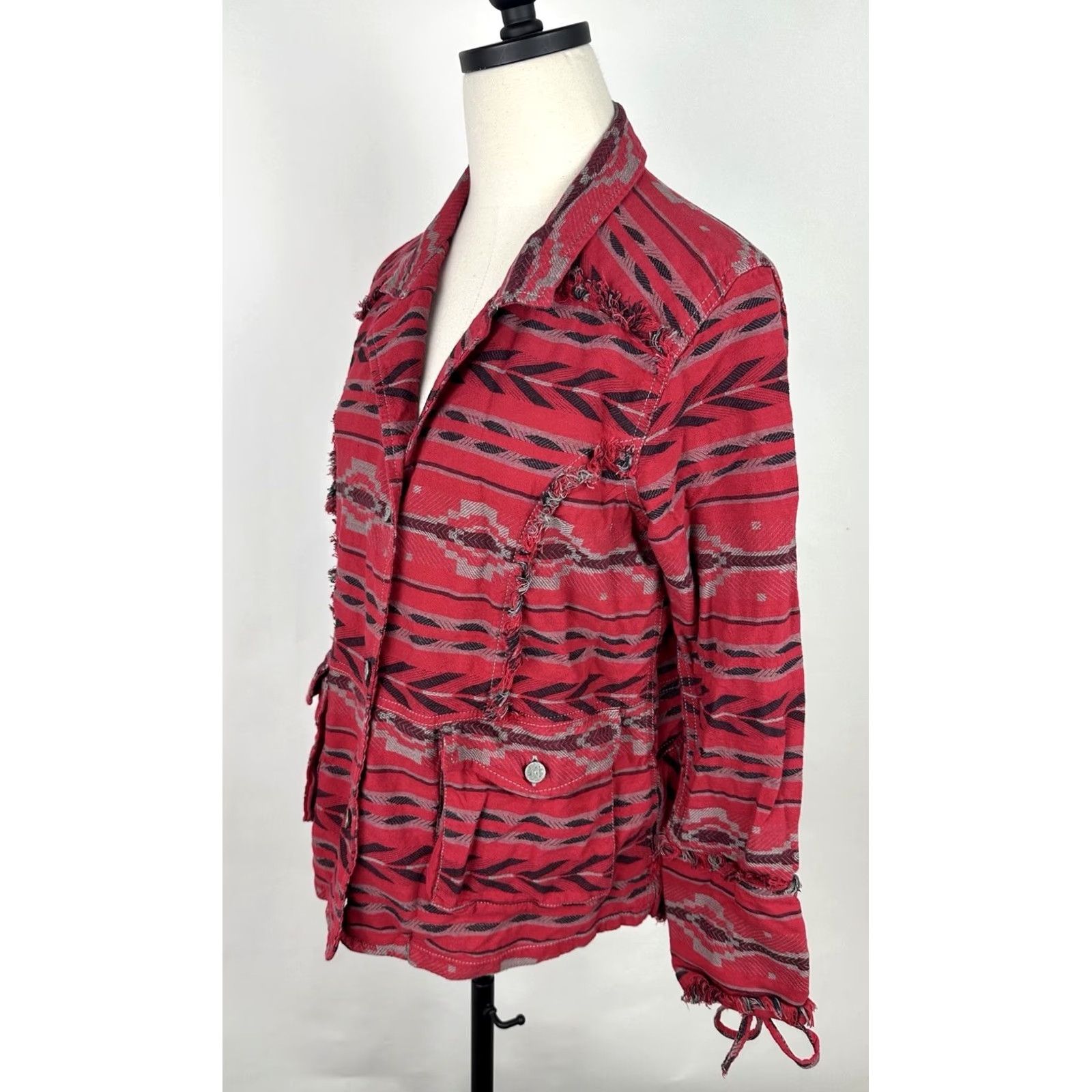 Vintage Ryan Michael Jacket Womens Medium Red Southwestern Stripe Cowgirl Rodeo Boho Size M / US 6-8 / IT 42-44 - 5 Thumbnail