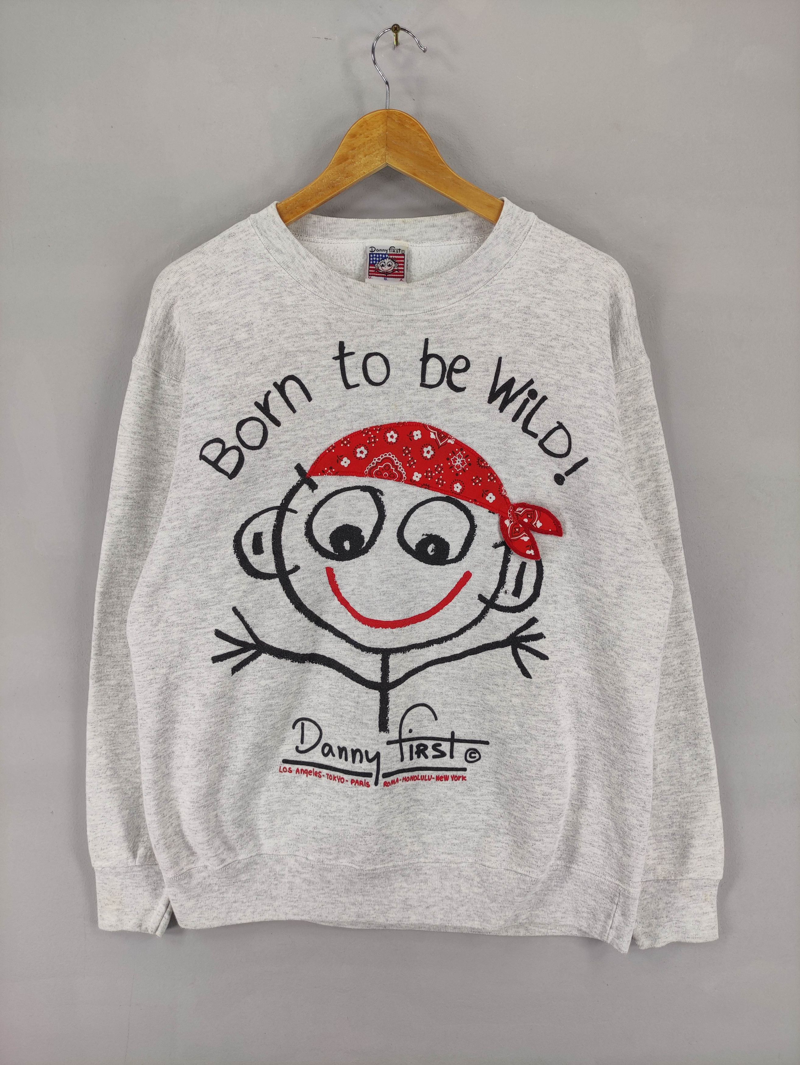 Vintage Vintage 90s Danny First Born To Be Wild Sweatshirt Jumper Size US L / EU 52-54 / 3 - 1 Thumbnail
