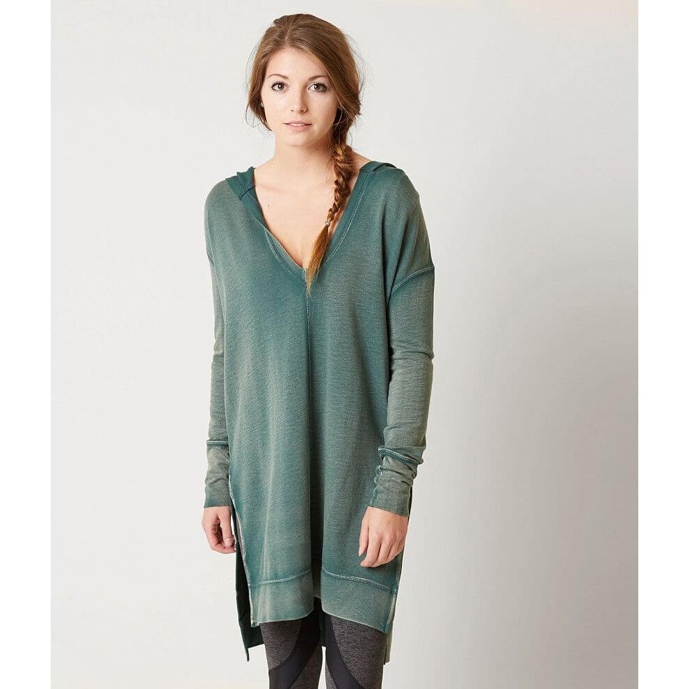 Free People RARE Free People Distressed Green V-Neck Hooded Tunic S | Bo Size S / US 4 / IT 40 - 18 Thumbnail