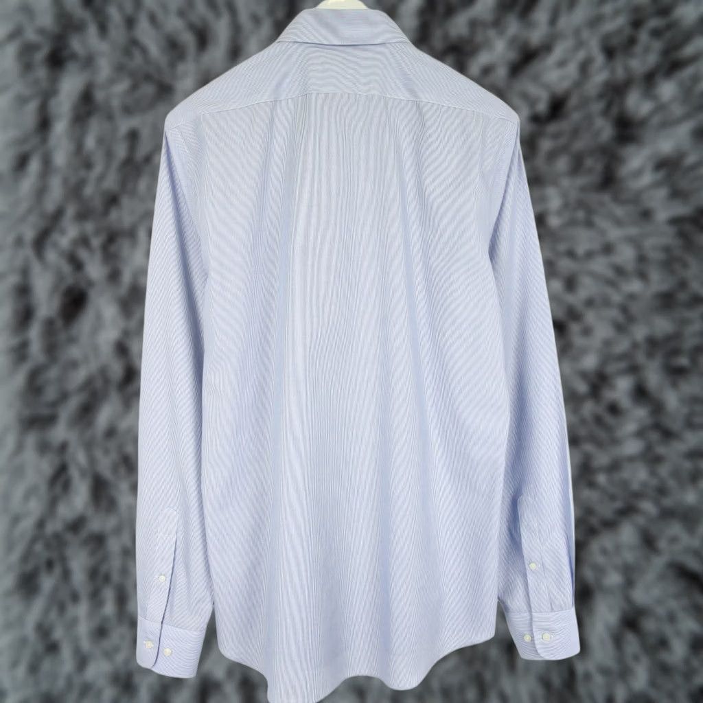 Suitsupply SUITSUPPLY Formal Shirt Men's Extra Slim Fit Pinstripe Blue 41-7 / 16L Size 42R - 1 Thumbnail