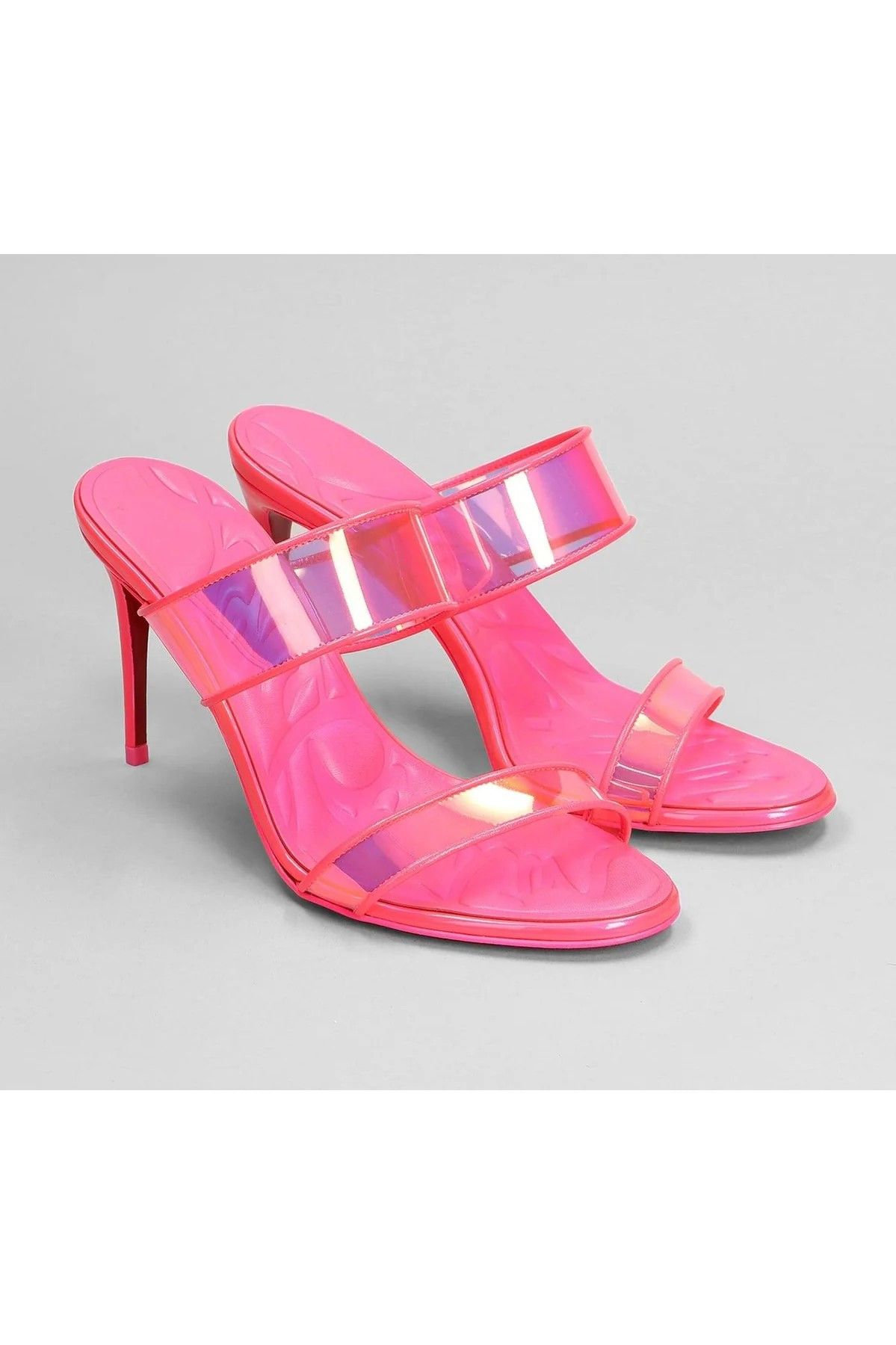 image of Christian Louboutin Just Loubi Pink Pvc Leather Trim Mule Shoess Shoes, Women's (Size 8.5)