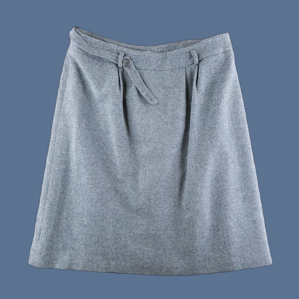 Pendleton VINTAGE Pendleton Skirt Womens 14 Blue Gray Wool Knit Liner Knee Length Solid Pattern Size 36" / US 14 / IT 50 - 1 Thumbnail