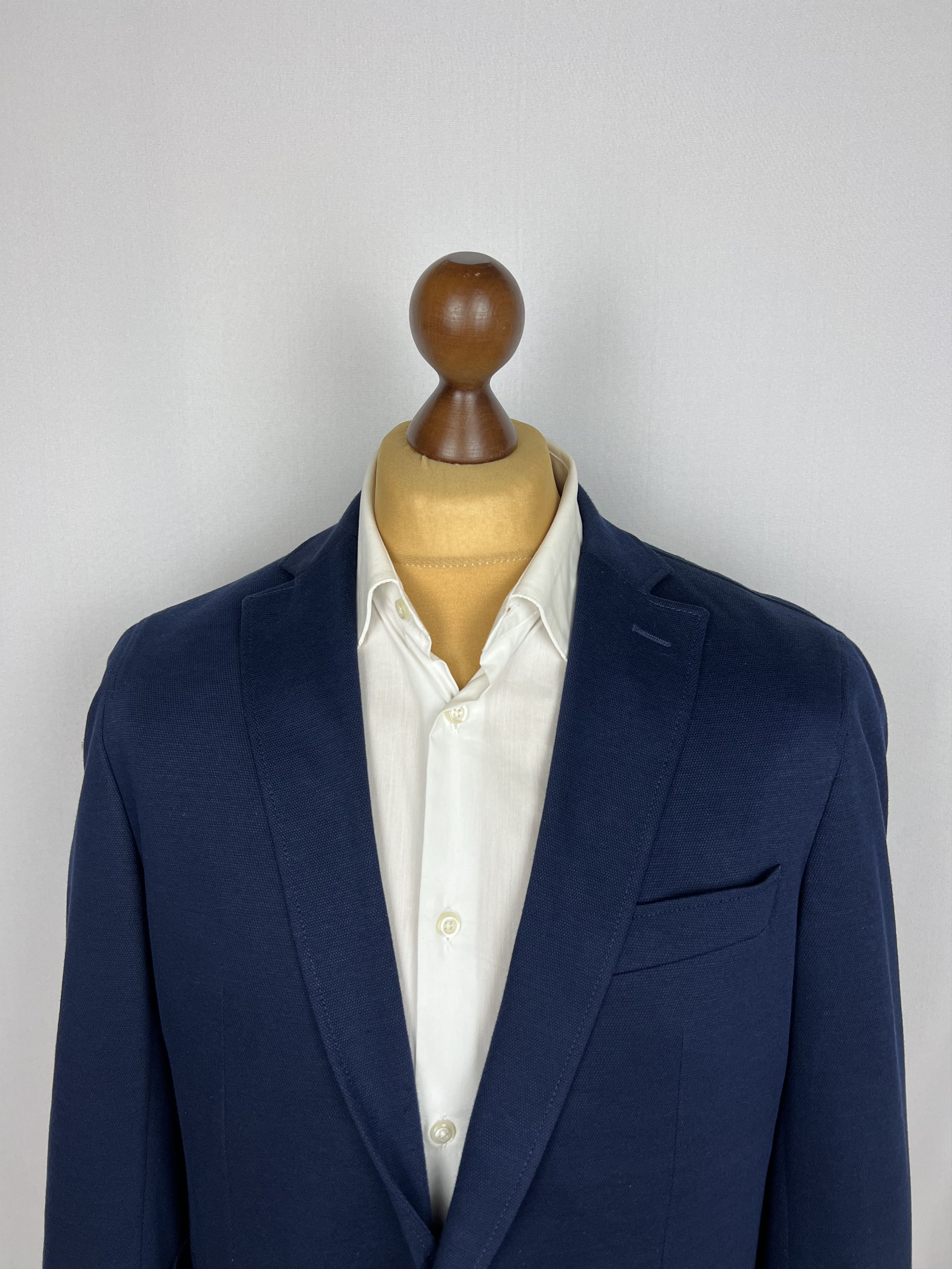 Hackett London Solid Navy-Blue Cotton Blend Half-Lined Sport Coat Size 42R - 5 Thumbnail
