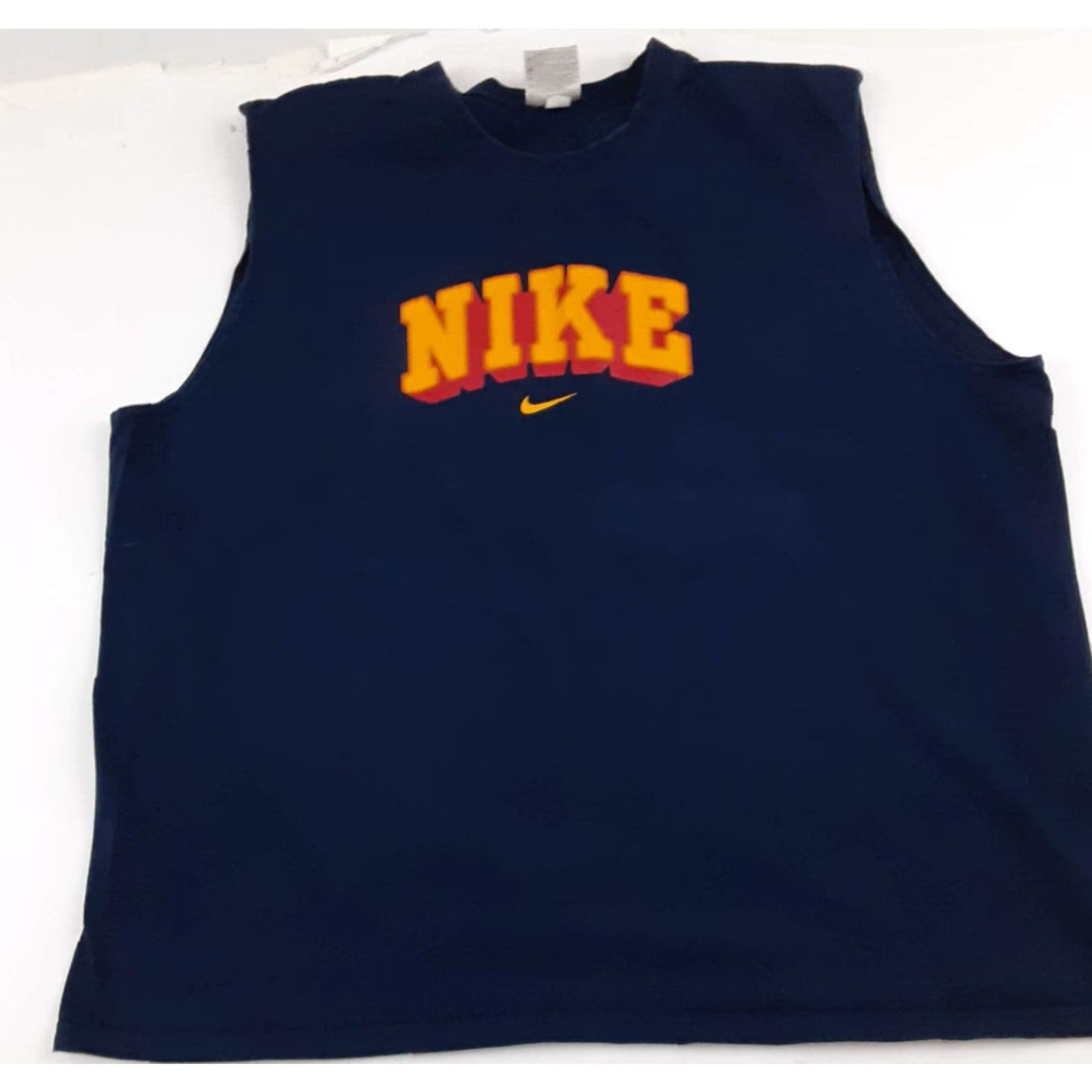 Nike VINTAGE Nike Tank Top 1990s Center Swoosh Navy 2XL Men Sleeveless T-Shirt Blue 90s Sports Size US XXL / EU 58 / 5 - 4 Thumbnail