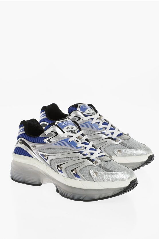 image of Valentino Low-Top Ms-2960 Sneakers With Studs in Grey, Men's (Size 7)
