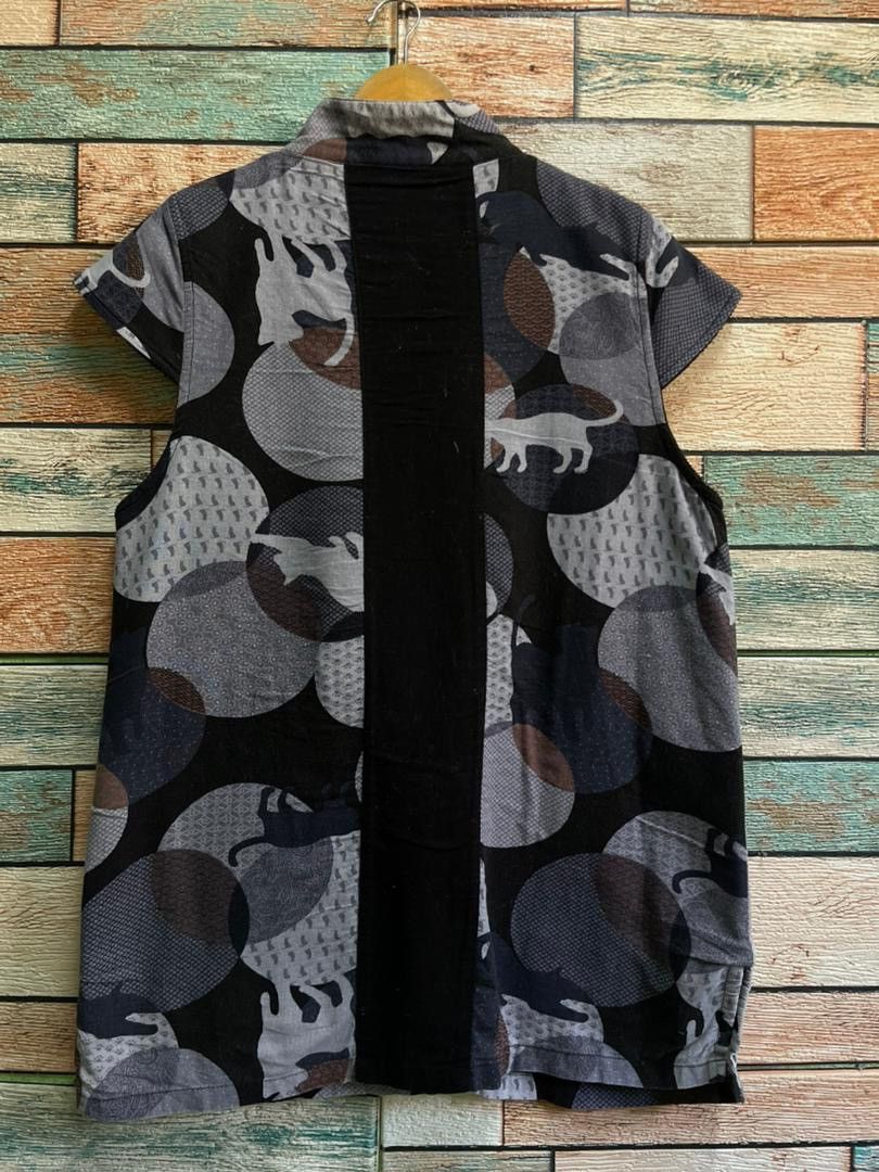 Issey Miyake Vintage Japanese Patchwork Cat Print Fleece-Lined Vest Size US S / EU 44-46 / 1 - 2 Thumbnail