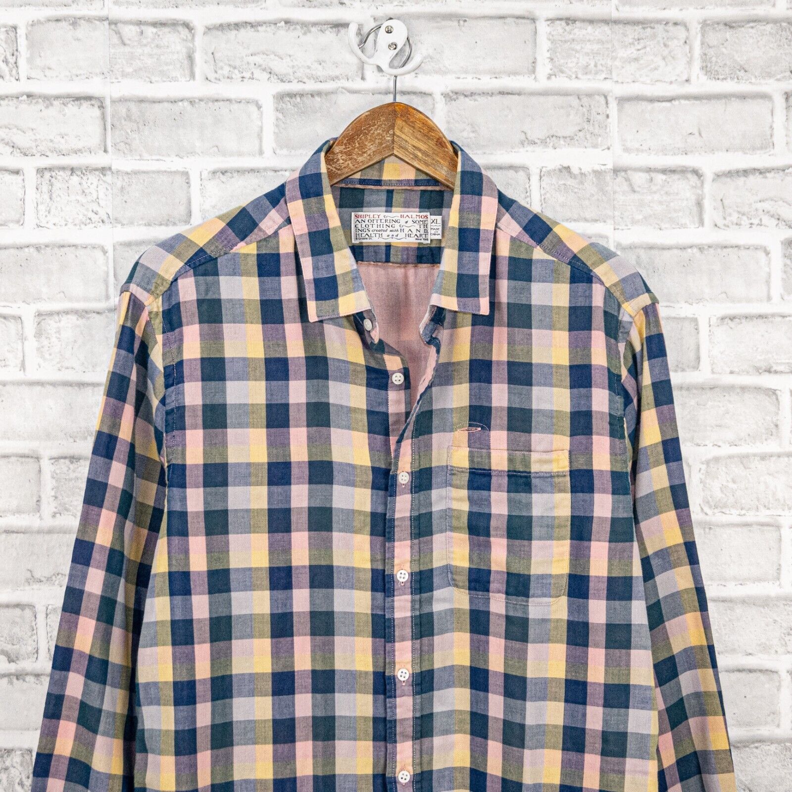 Shipley & Halmos SHIPLEY & HALMOS double layer Button up Shirt in Blue Pink Size US XL / EU 56 / 4 - 4 Thumbnail
