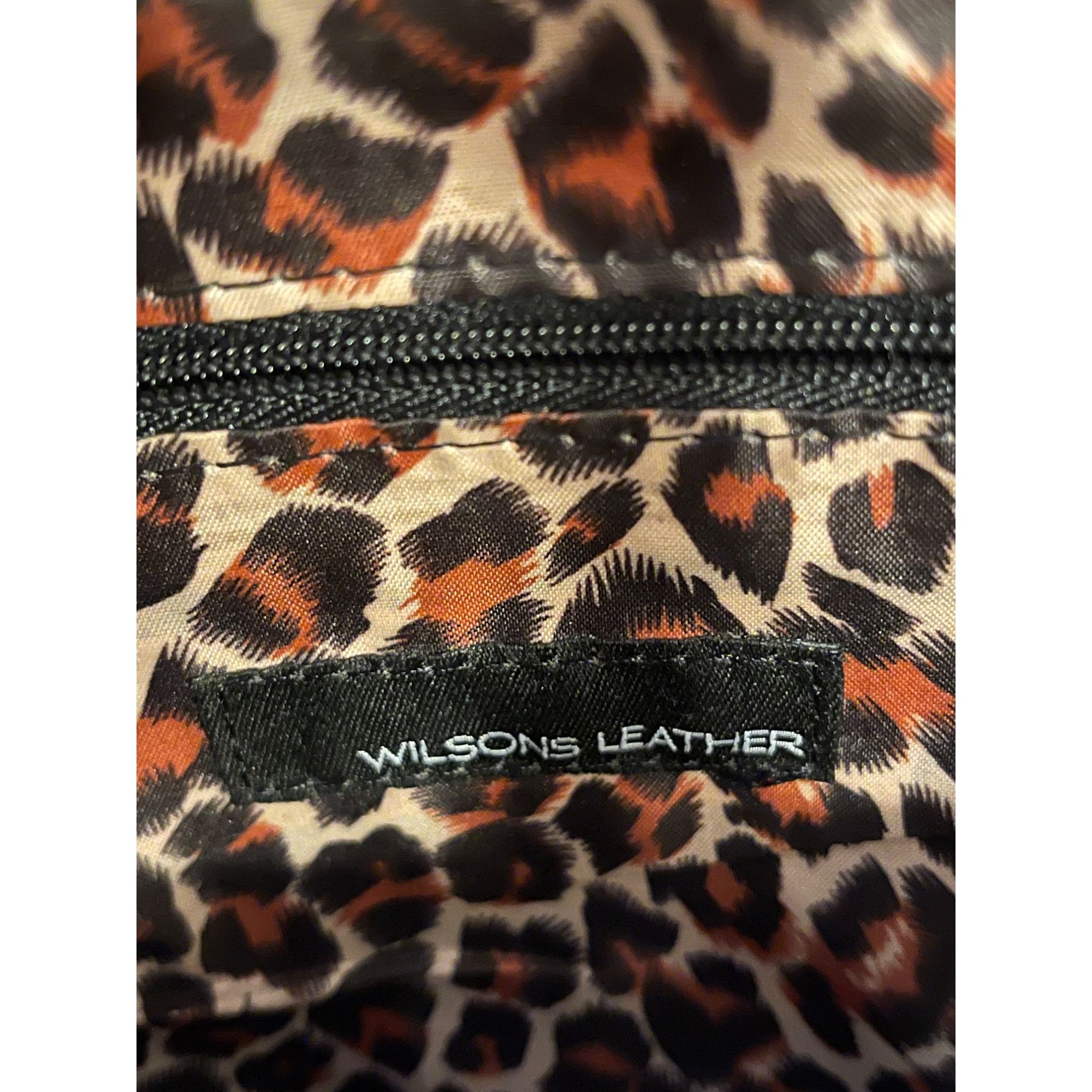 Wilsons Leather Wilson Red Leather Shoulder Tote Leopard Interior Size ONE SIZE - 5 Thumbnail