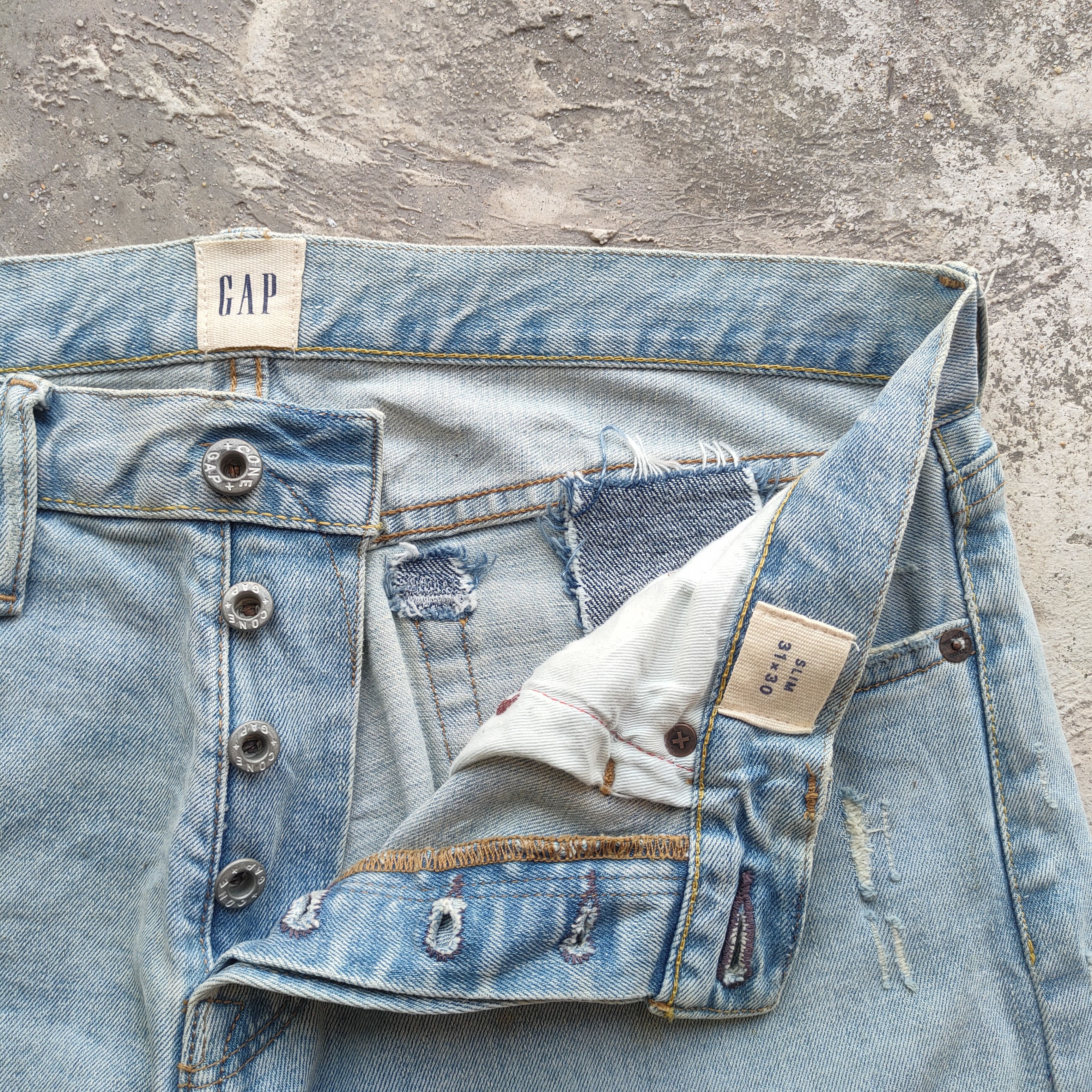 Gap W32 VINTAGE GAP FADED BLUE DISTRESSED JEAN PANTS Size US 32 / EU 48 - 8 Thumbnail