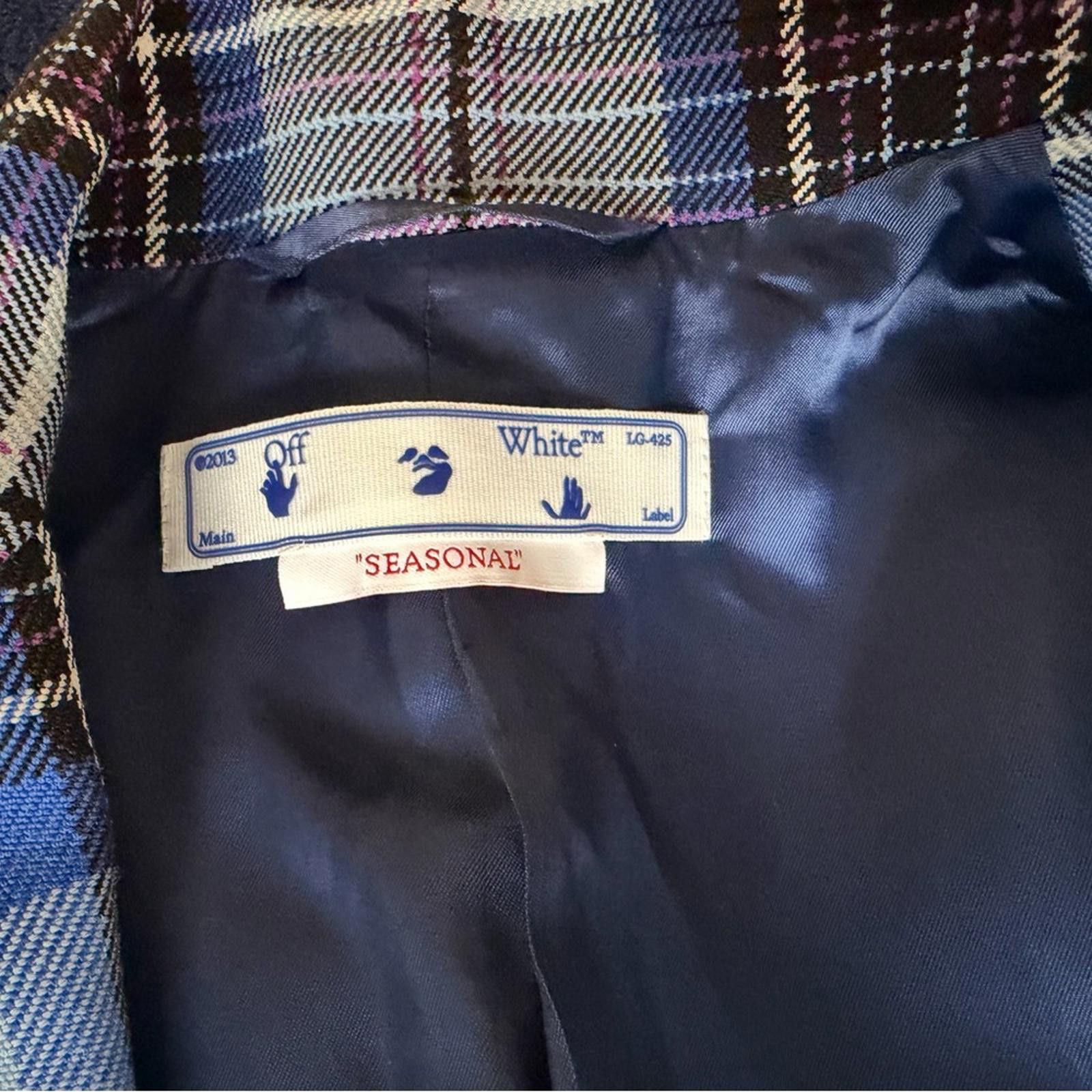 Off-White Off-White Blue Plaid Single-Breasted Blazer Size L / US 10 / IT 46 - 2 Thumbnail