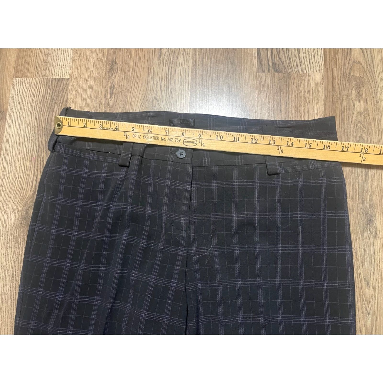 Vintage Nue Options Pants Women's Size 10 Black Plaid Dress Pants Flared Leg Flat Front Regular Inseam 29.5 in Pants Womens Size 32" / US 10 / IT 46 - 6 Thumbnail
