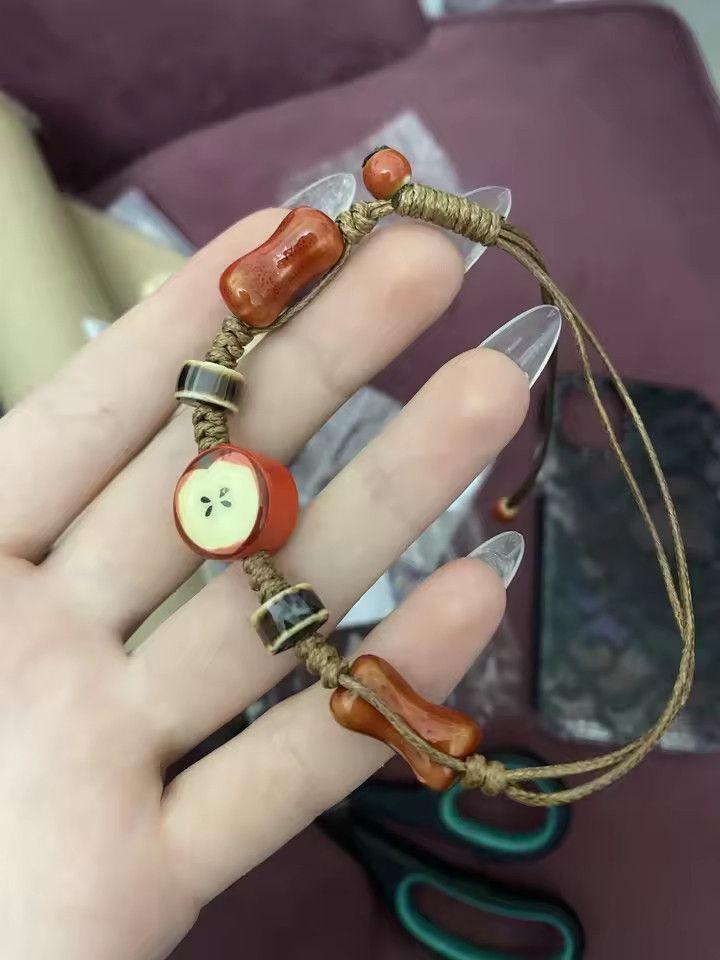 Handmade Apple Ceramic Bracelet Handmade Jewelry Gift For Her Size ONE SIZE - 6 Thumbnail