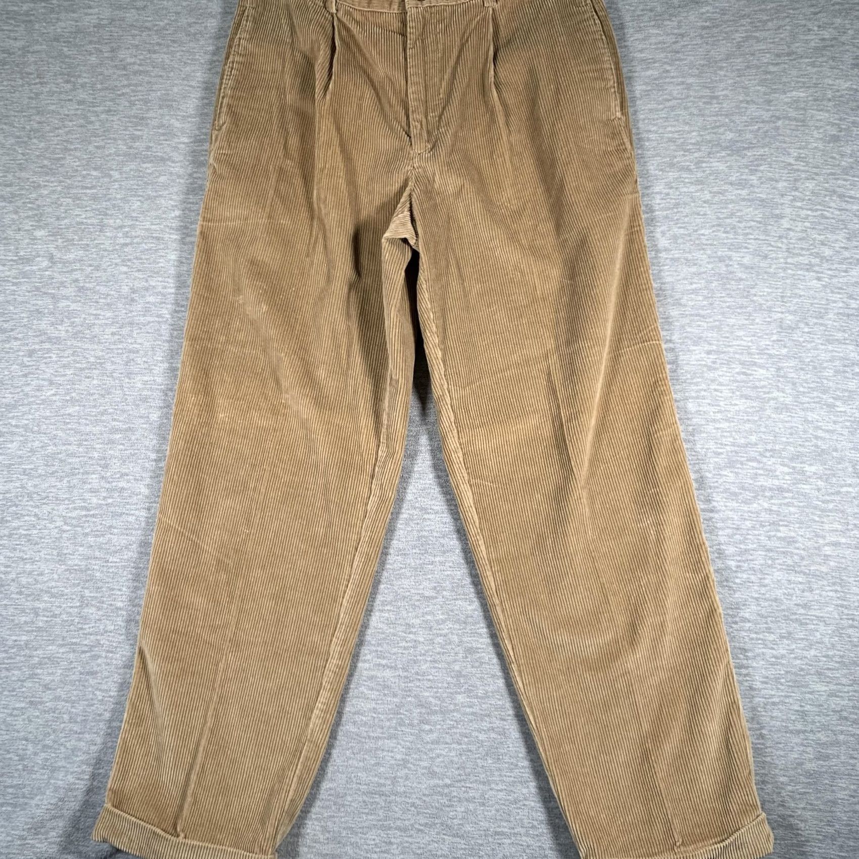 Tommy Hilfiger Tommy Hilfiger Pants Mens 33x32 Beige Corduroy Pleated Chino Straight Casual Size US 33 - 2 Thumbnail