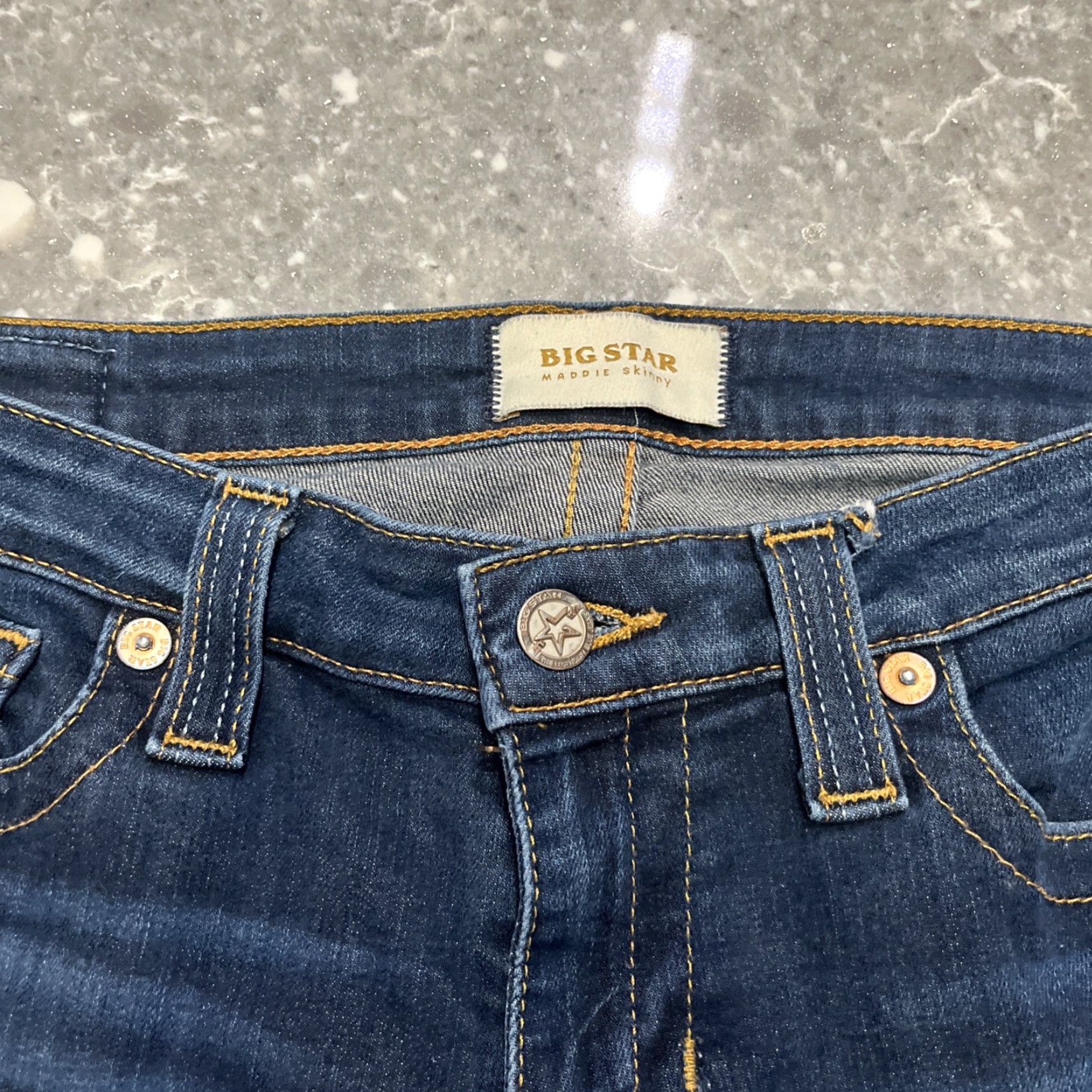 Vintage BIG STAR Jeans Maddie Skinny Womens 27 Regular Blue Denim Stretch Pockets 90s Stars Vintage Collection Size 27" / US 4 / IT 40 - 2 Thumbnail