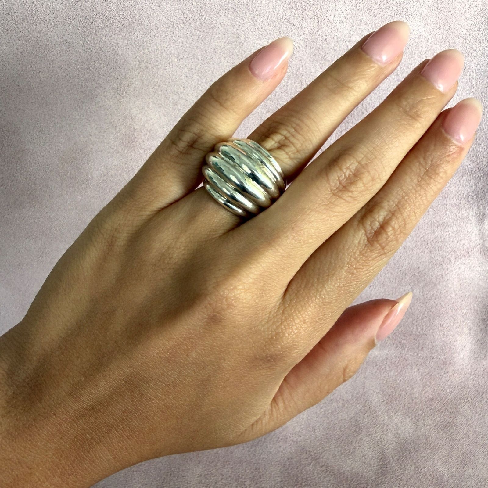 Sterling Silver taxco mexico sterling silver scalloped dome ring size 5.5 Size ONE SIZE - 2 Thumbnail