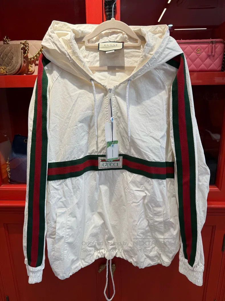 Gucci Gucci Red and green webbing half-pull windbreaker jacket Size US M / EU 48-50 / 2 - 1 Thumbnail