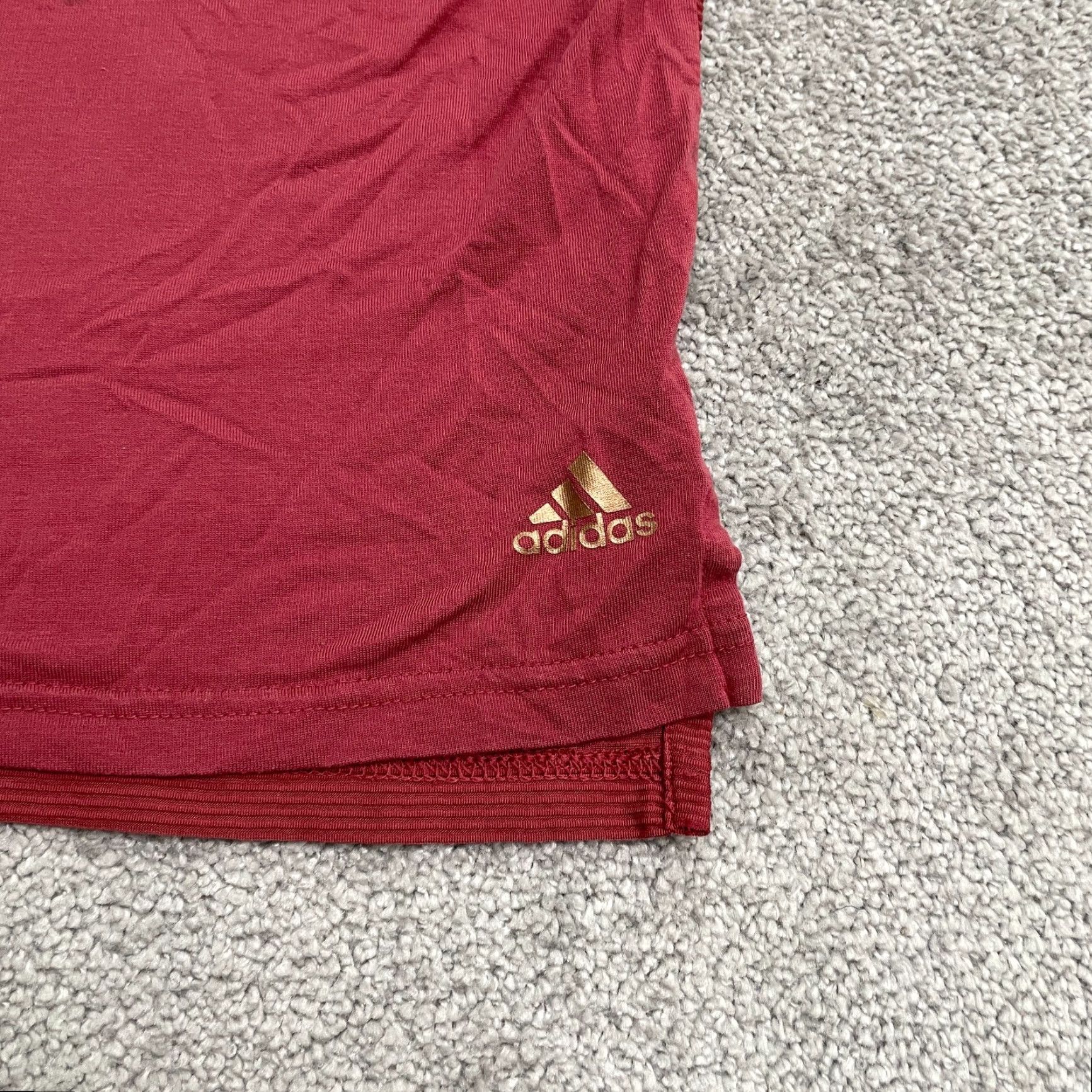 Adidas Adidas Active T-Shirt Womens Large Red Crew Neck Short Slit Sleeve Athletic Top Size L / US 10 / IT 46 - 4 Thumbnail