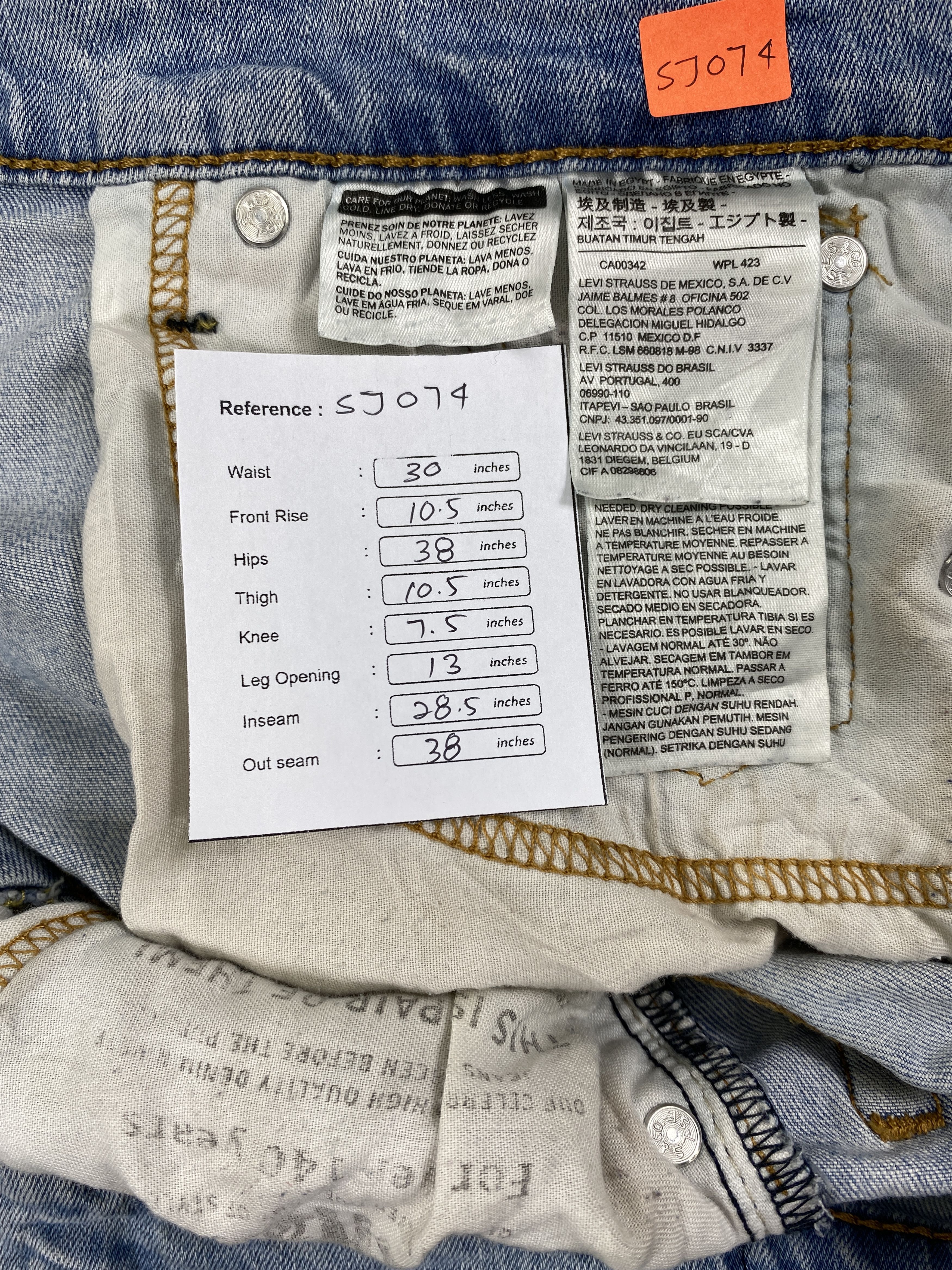 Levi's Light Blue Wash Vintage Levi's 30x28.5 Denim -SJ074 Size US 30 / EU 46 - 8 Thumbnail