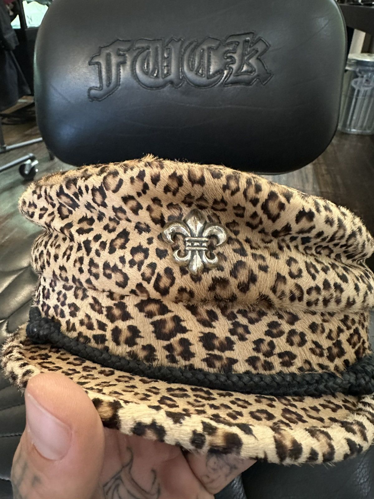 Chrome Hearts Chrome Hearts FULL LEOPARD CHEETAH CAPTAIN FLEUR HAT Size ONE SIZE - 2 Thumbnail