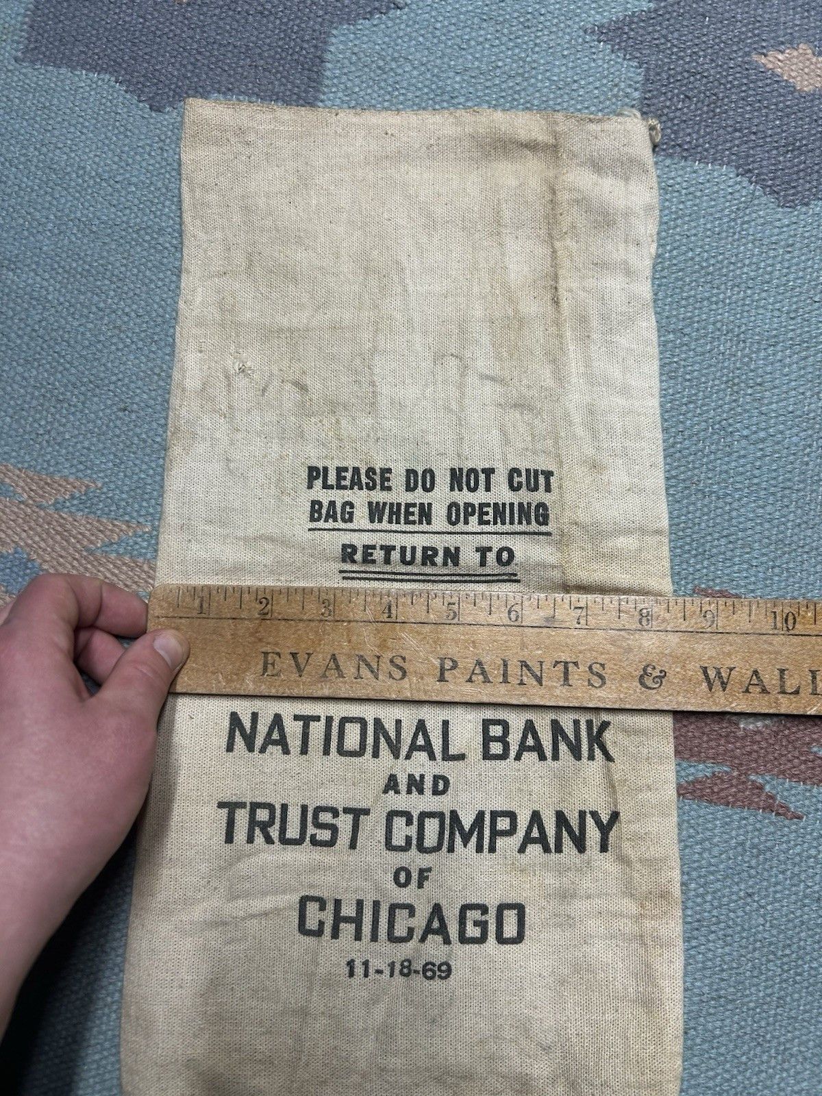 Vintage Lot of 3 Vtg canvas bank money bag Illinois bank of Chicago Size ONE SIZE - 12 Thumbnail