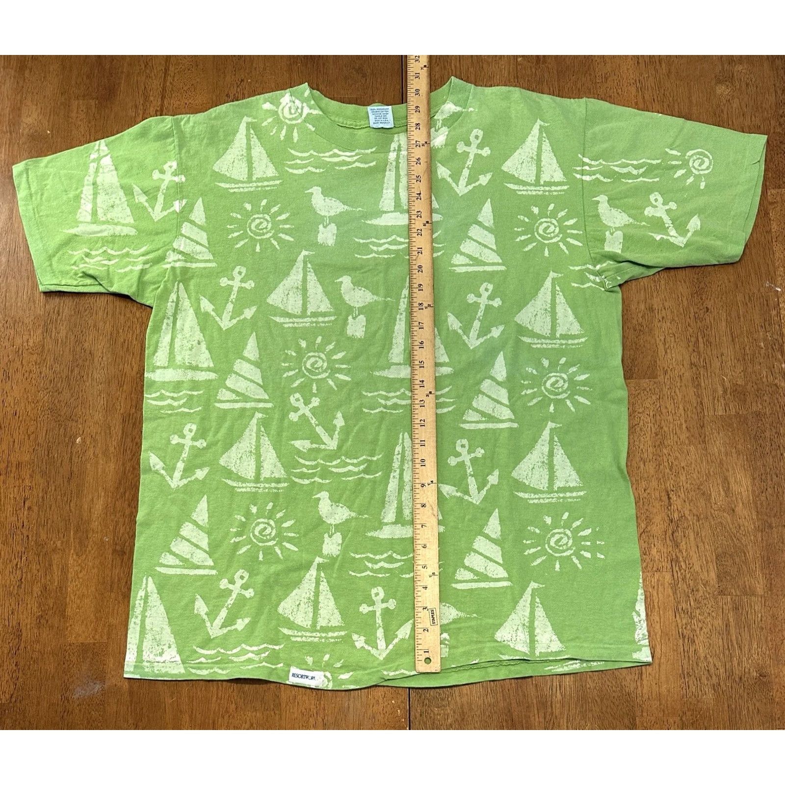 Gloverall VINTAGE Resort Works T-Shirt XL Green 90s Single Stitch All Over Print Tropical Mickey Mouse Disney Mens Size US XL / EU 56 / 4 - 5 Thumbnail