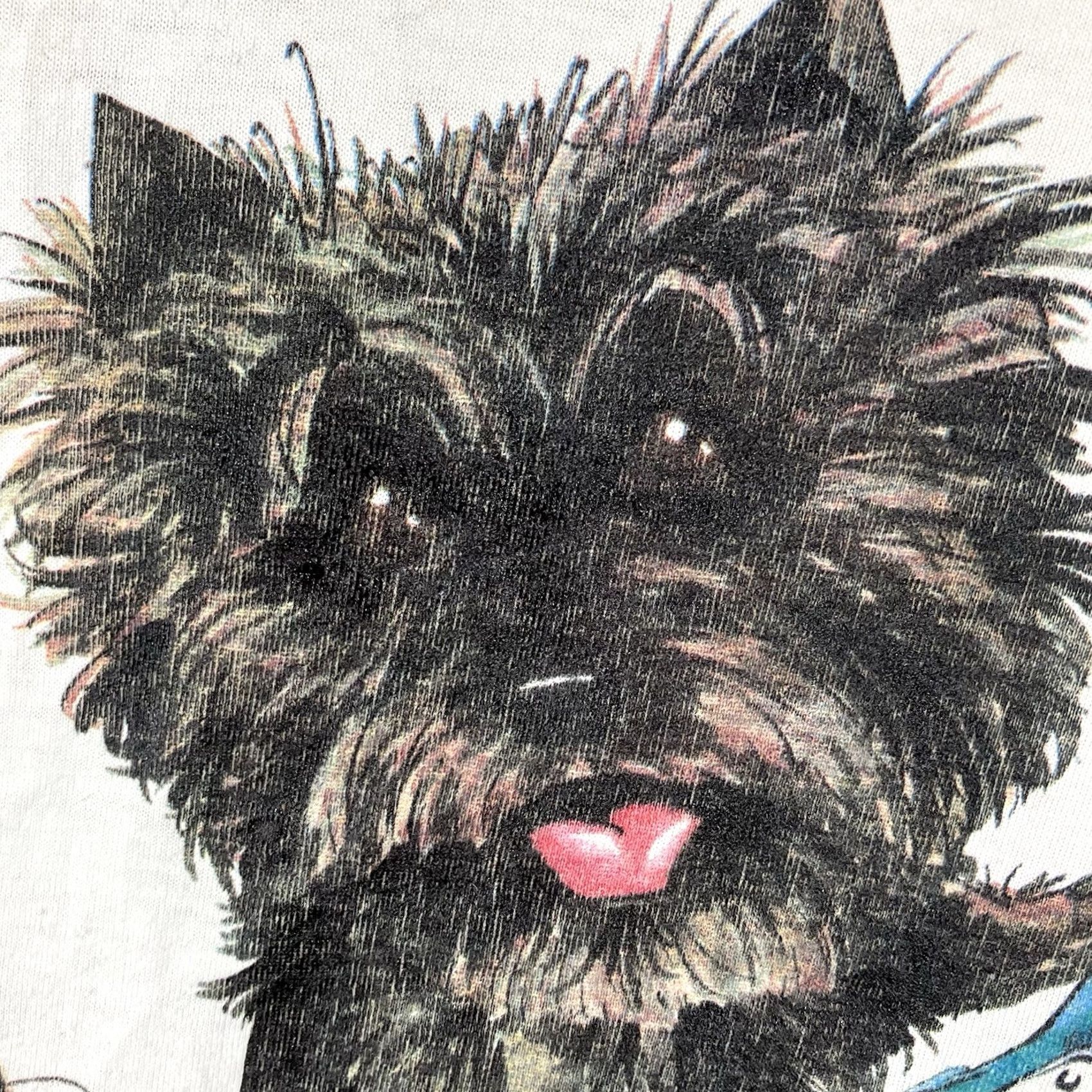 Fruit Of The Loom VINTAGE Cairn Terrier T Shirt Mens XL Single Stitch Funny Basket Cat Souvenir 90s Animals USA Size US XL / EU 56 / 4 - 5 Thumbnail