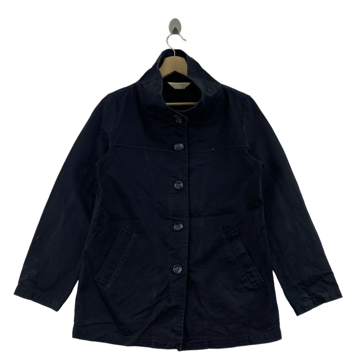 image of Vintage Ramlossa Button Up Black Coat, Men's (Size Medium)